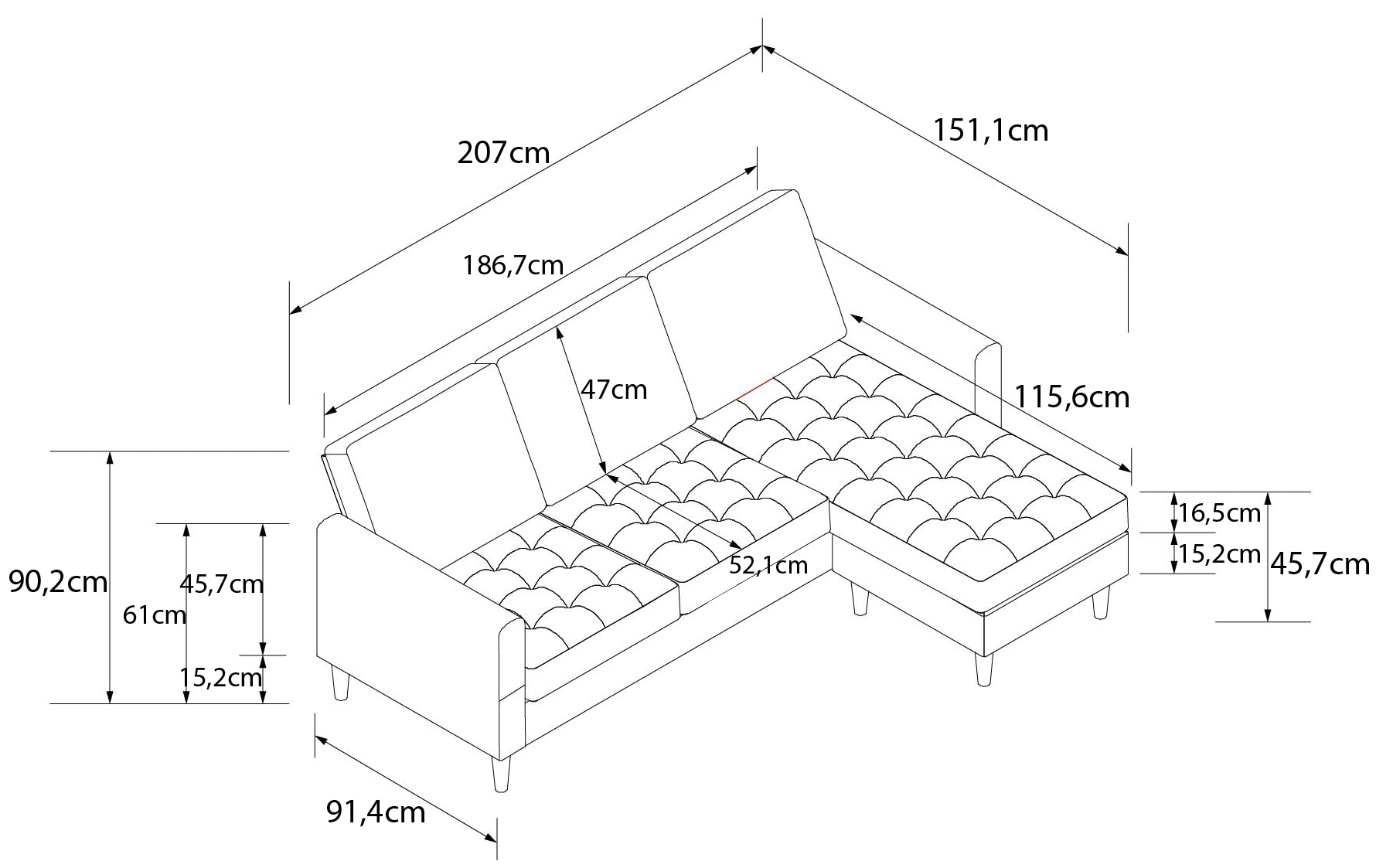 Cosmo Living Ecksofa »Strummer«, Ottomane beidseitig montierbar