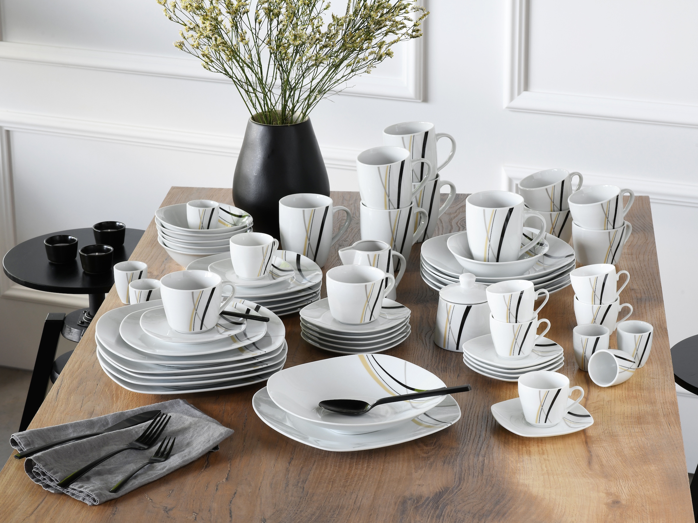 CreaTable Kombiservice »Square City Line, Kombi-Service 62-tlg«, (Set, 62 tlg.), Moderner Urban Style