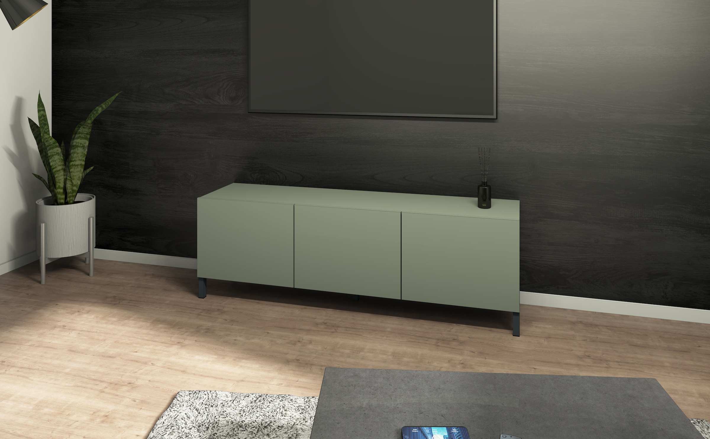 borchardt Möbel Lowboard Metallfüße, grifflose Optik