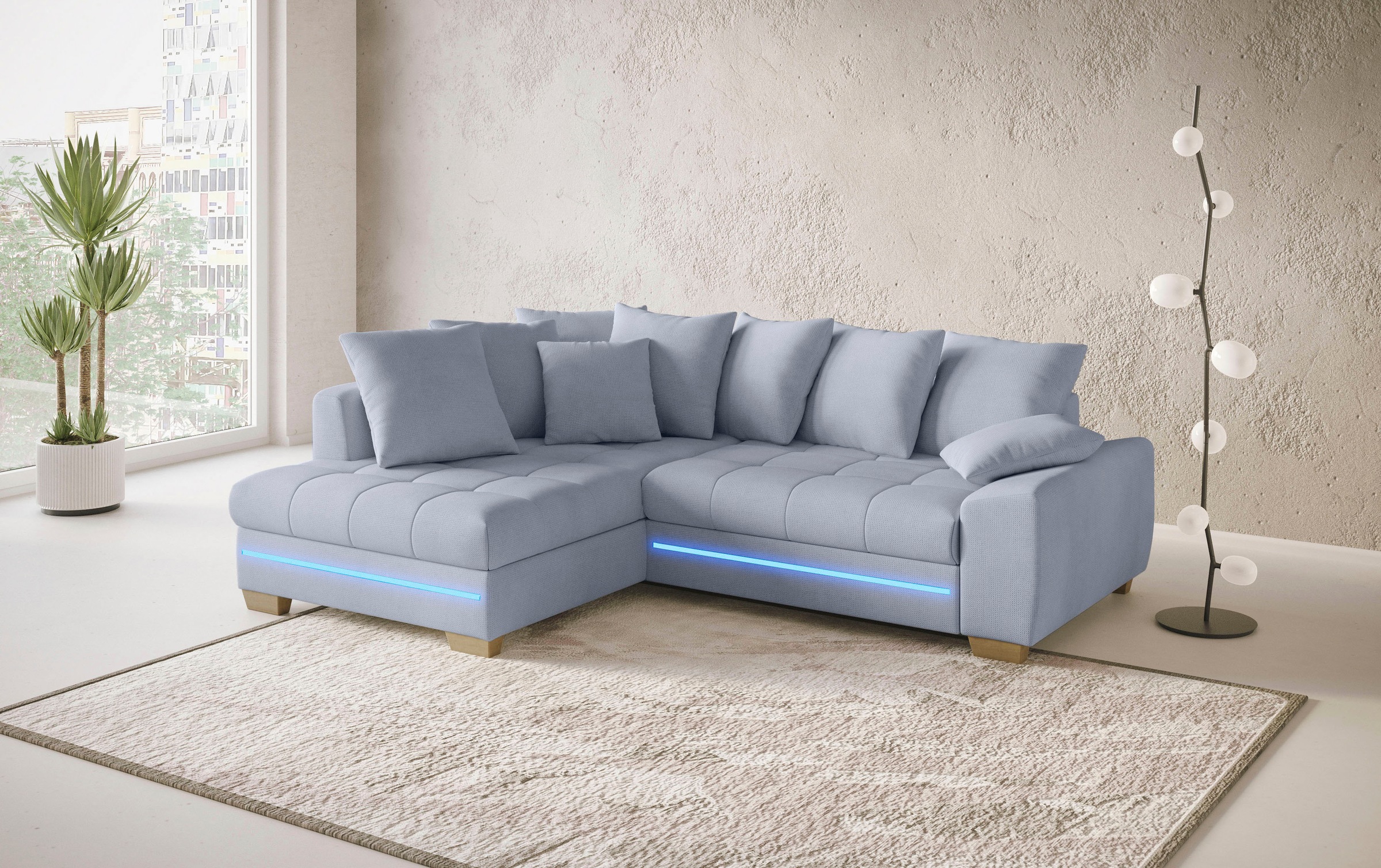 Mr. Couch Ecksofa »Nikita II, L-Form«, mit Kaltschaum, RGB-LED Beleuchtung, günstig online kaufen