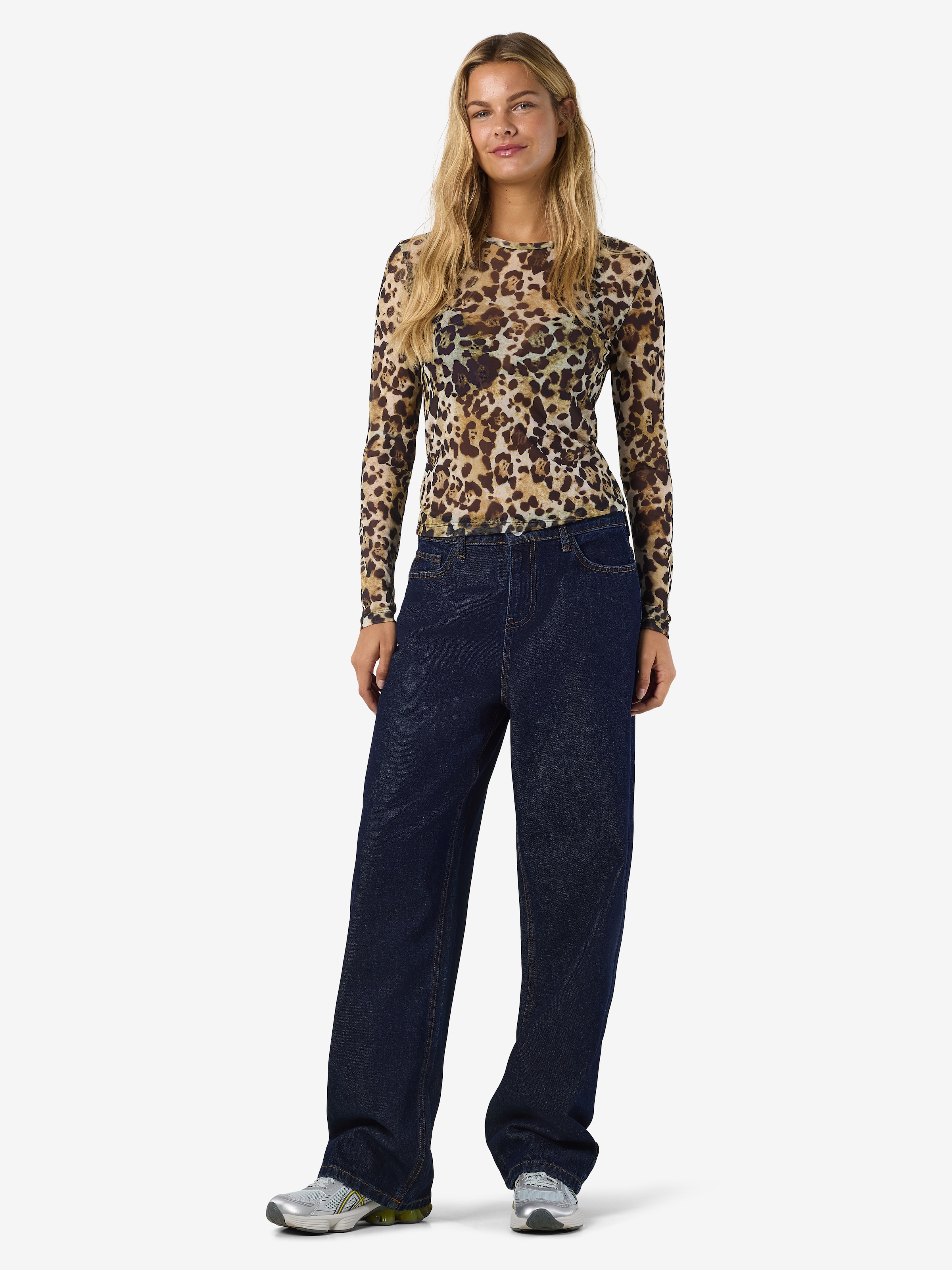 Noisy may Netzshirt »NMJUDITH L/S MESH TOP BG NOOS« transparent