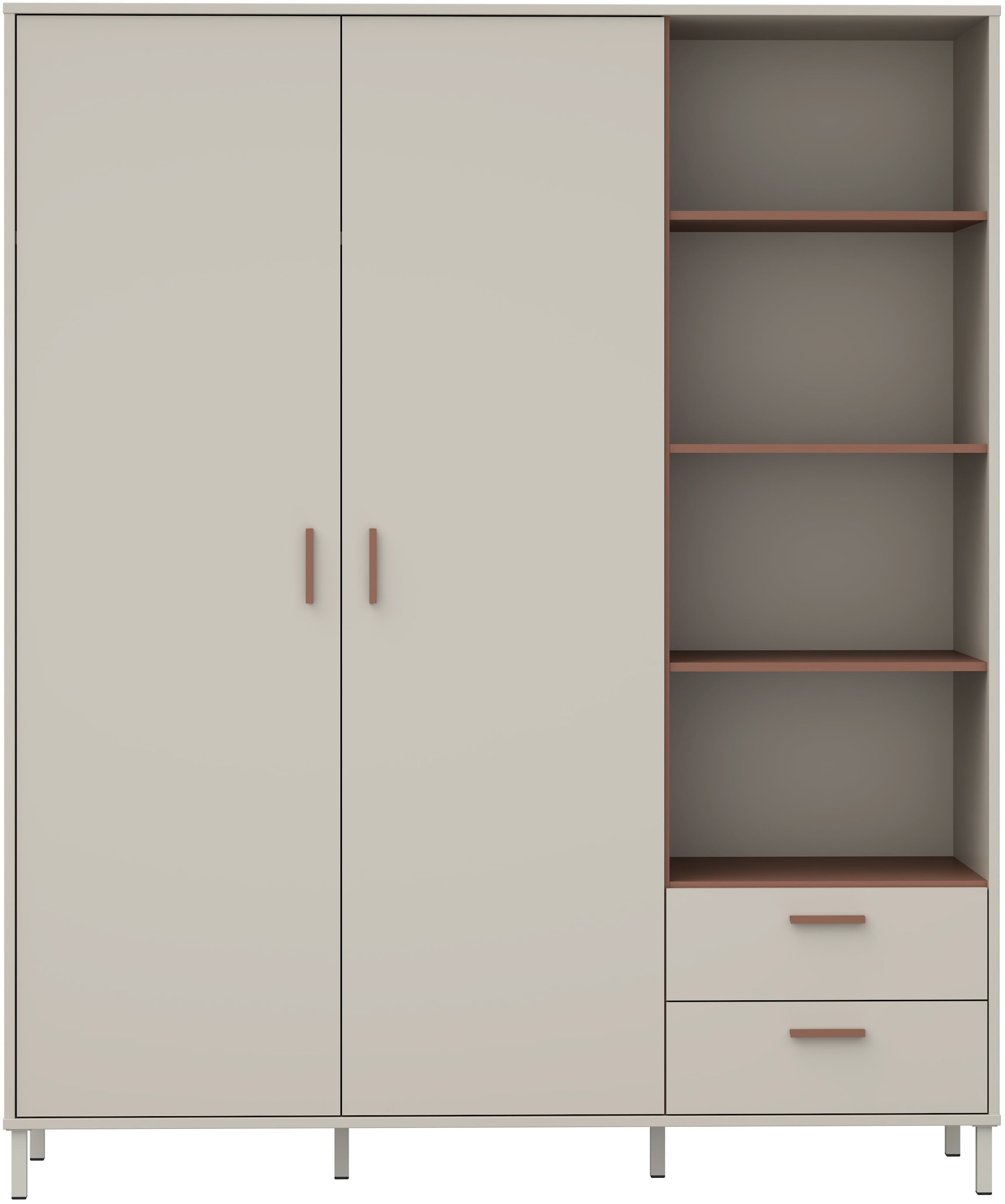 FORTE Kleiderschrank »Milles« trendiges Dekor, Vollauszug Schubkästen, Metallbeine