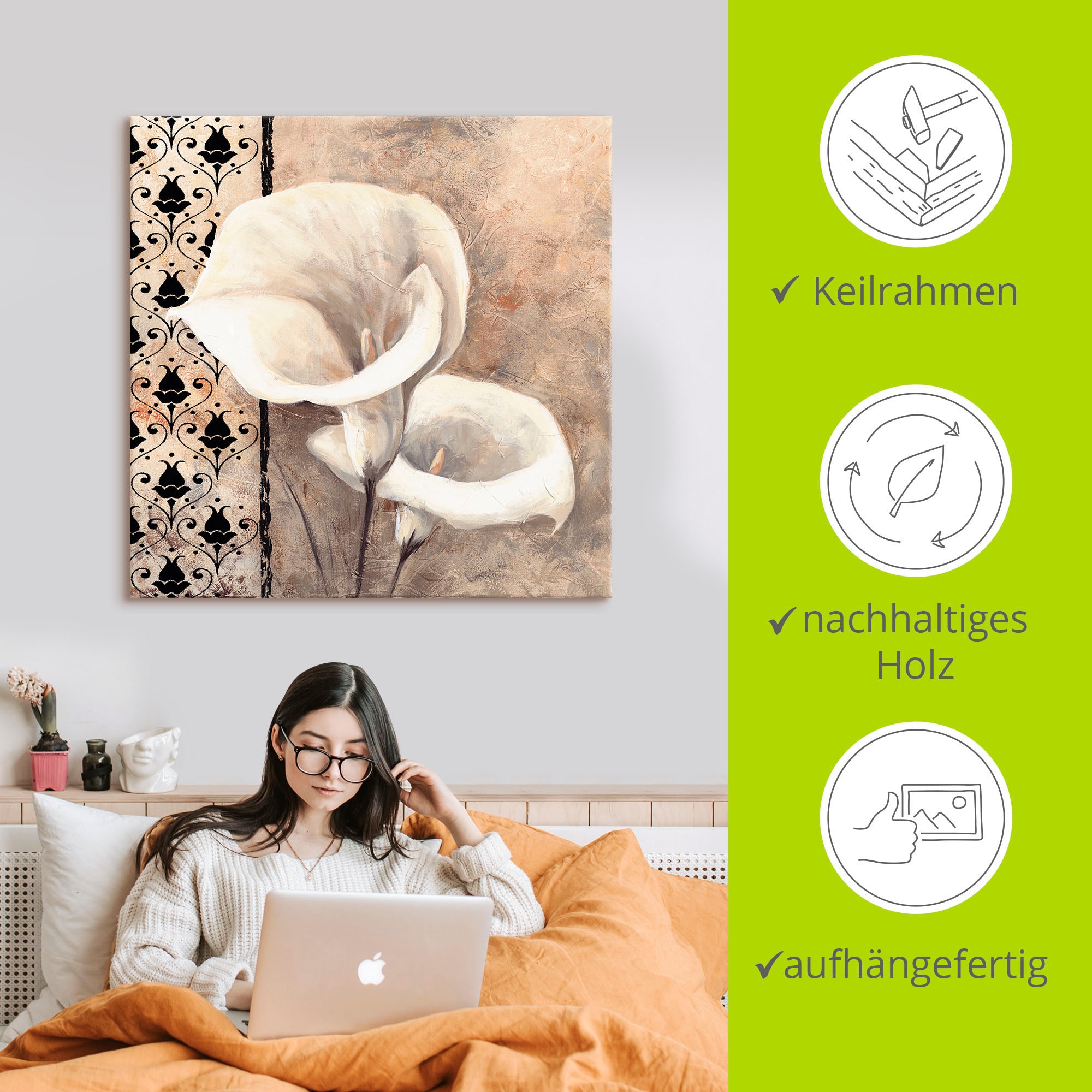 Artland Wandbild »Klassische Callas«, Blumenbilder, (1 St.), als Alubild, Outdoorbild, Leinwandbild, Poster in verschied. Größen