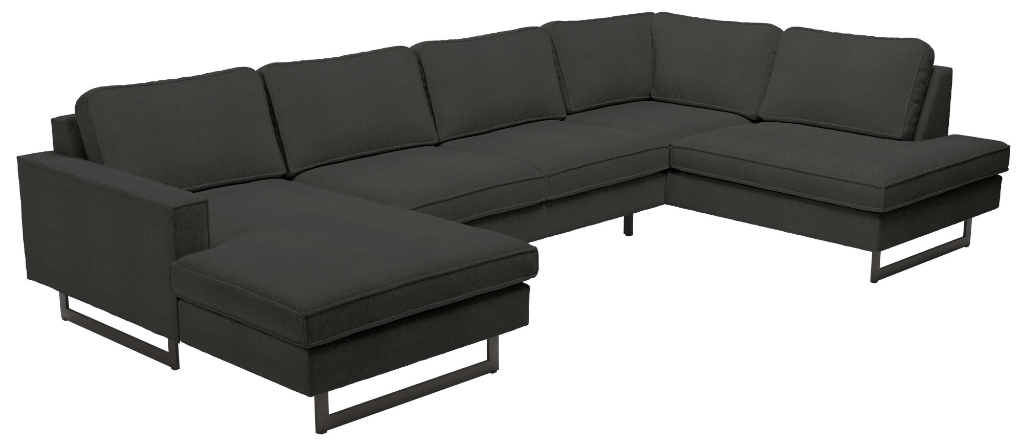 Places of Style Wohnlandschaft »Pinto, 350 cm, U-Form, XXL, mit Ottomanen«, Cord, Chenille, Lederoptik, mit Keder, Metallfüße, Wellenunterfederung