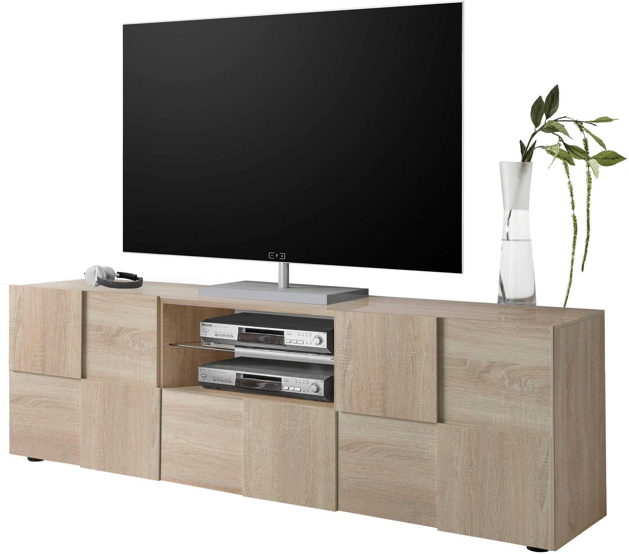 INOSIGN Lowboard »Dama Breite 181 cm, TV-Board 2 Türen, 1 Schubkasten, TV-Schrank«, Front in 3D-Optik, viel Stauraum, verschiedene Farben