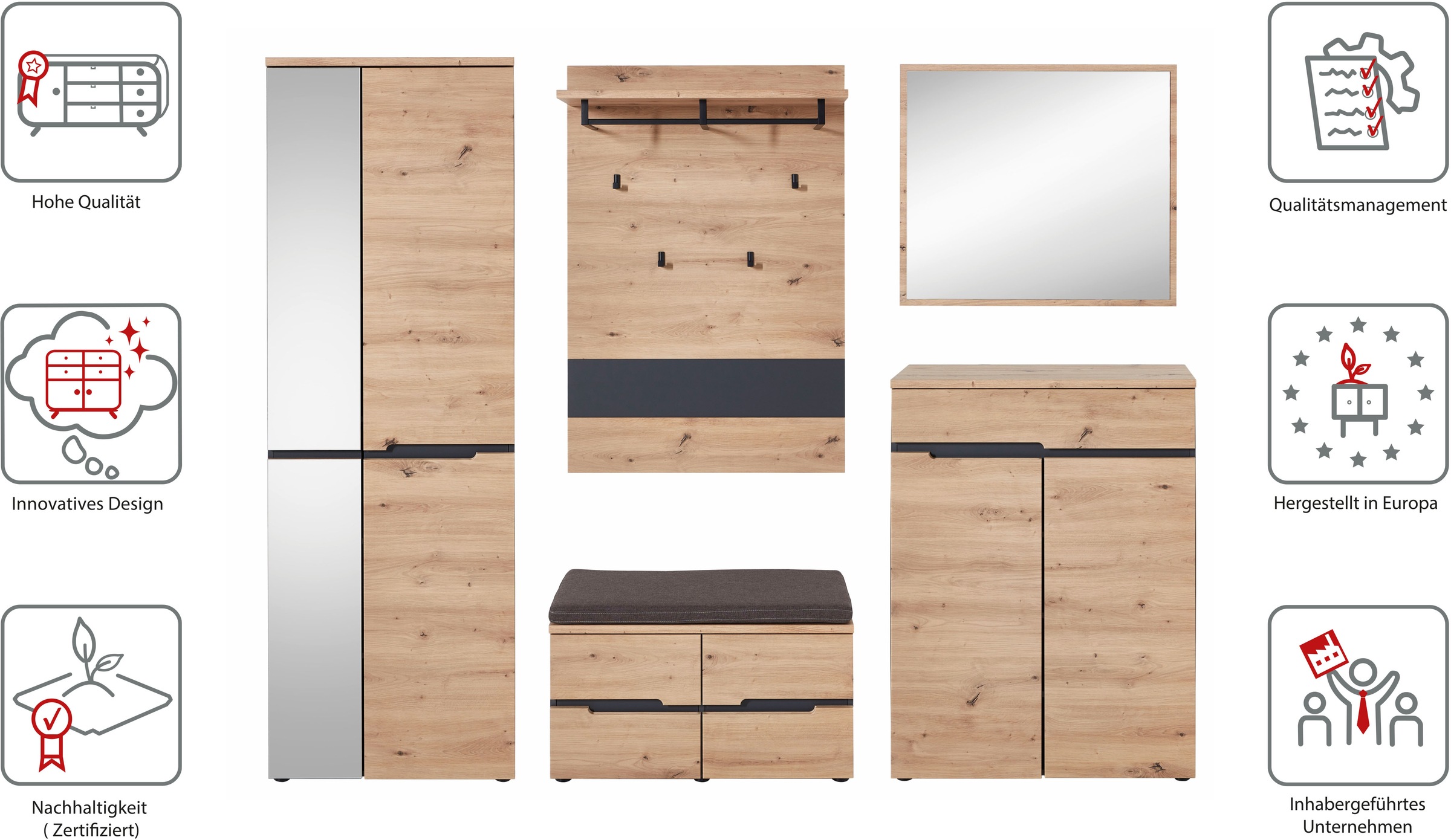 Innostyle Garderoben-Set »MEMPHIS« Komplett-Set, 5 Stk. tlg. günstig online kaufen
