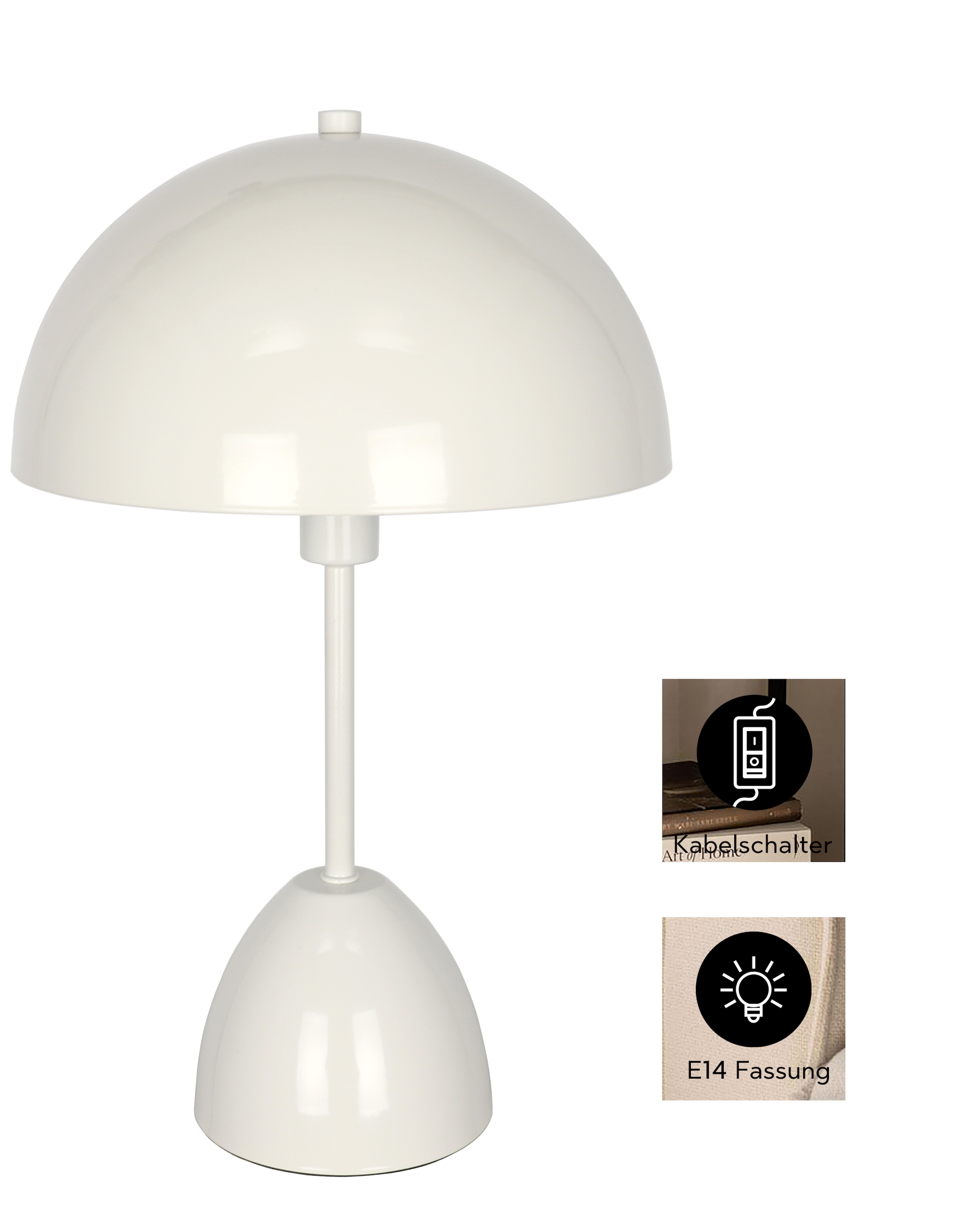 OTTO home Tischleuchte »Dorrio Pilzlampe« E14 1 Stk. Textilkabel blendfreie Nachttischleuchte, Tischlampe, E14, Pilz, Lampe