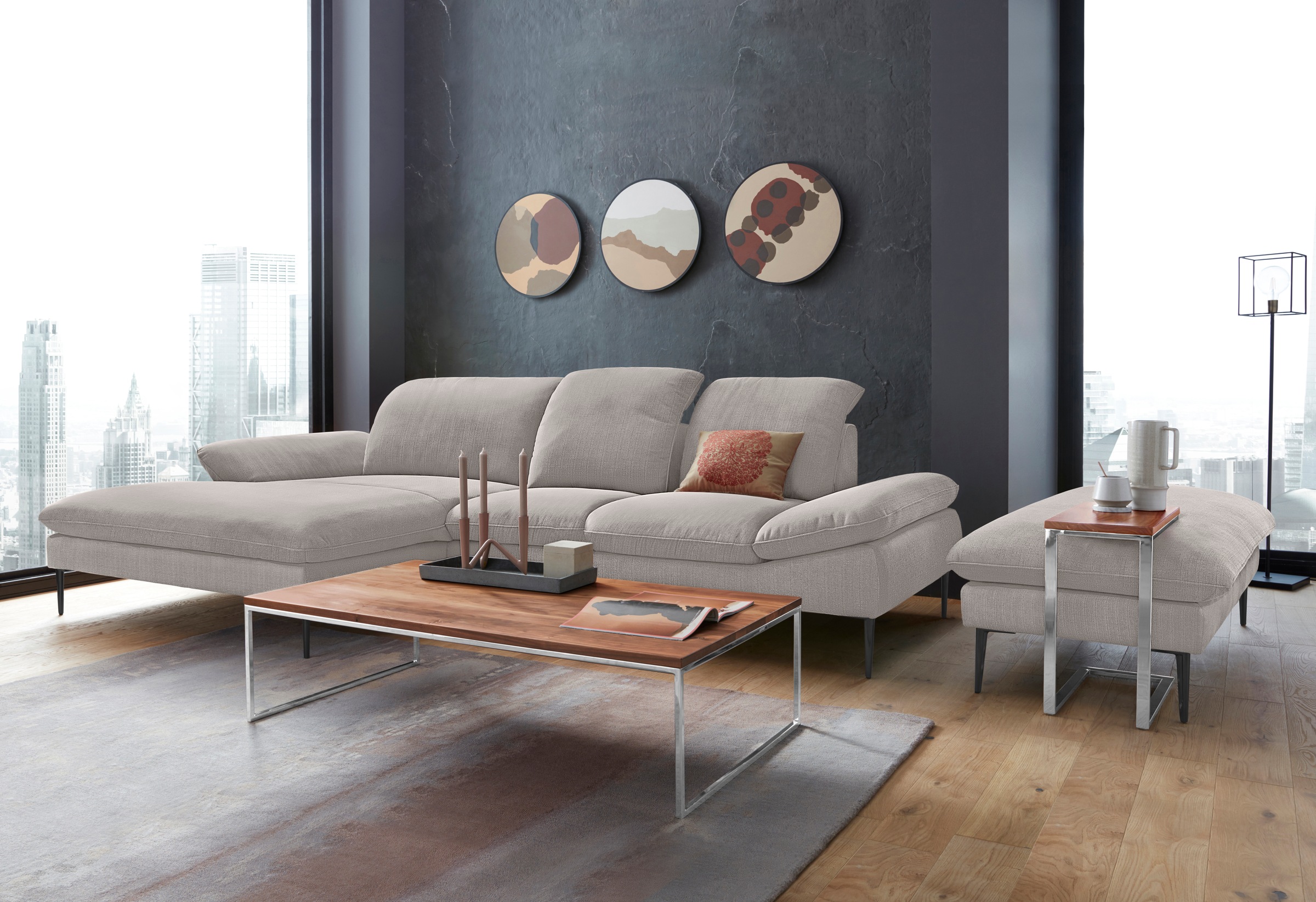 W.SCHILLIG Ecksofa »enjoy&MORE, Designsofa, elegant und bequem, L-Form«, Sitztiefenverstellung, Füße schwarz pulverbeschichtet, Breite 310 cm
