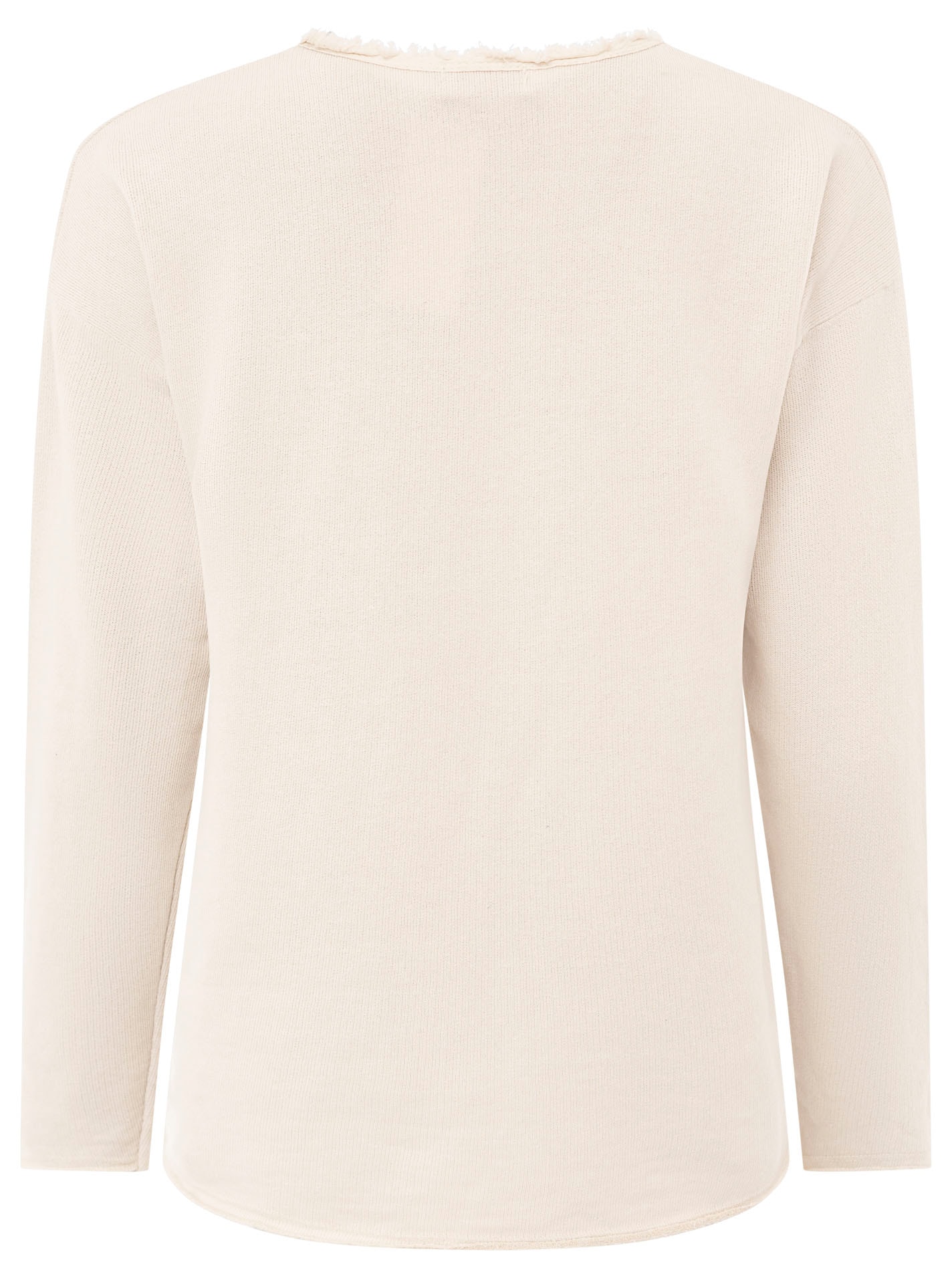 Zwillingsherz Sweater »"Sea Sand Sun"«, Flock-Print, ausgefranster Rundhalsausschnitt, Langarm