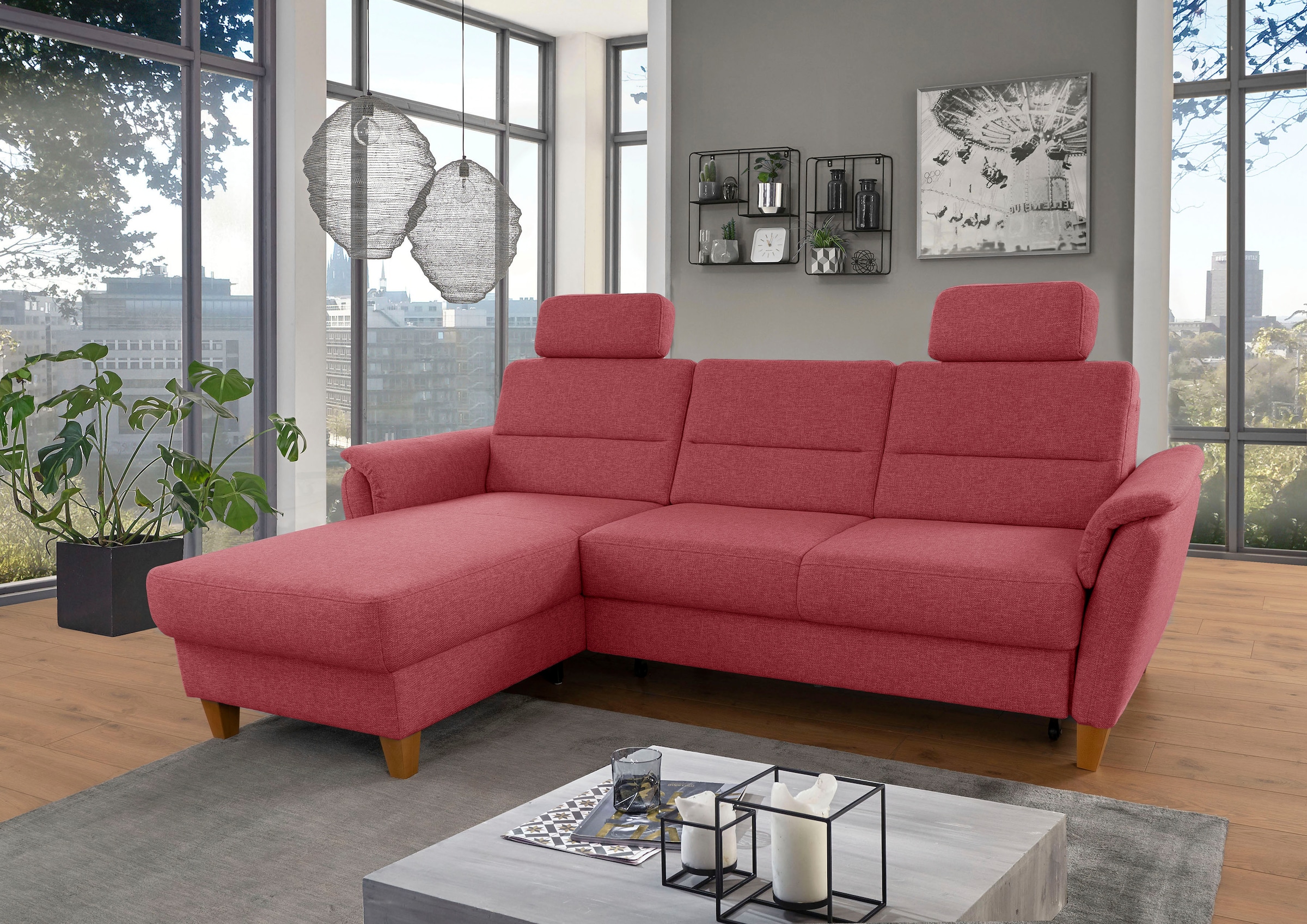 Home affaire Ecksofa »Palmera L-Form«, Federkern, wahlweise mit Bettfunktio günstig online kaufen