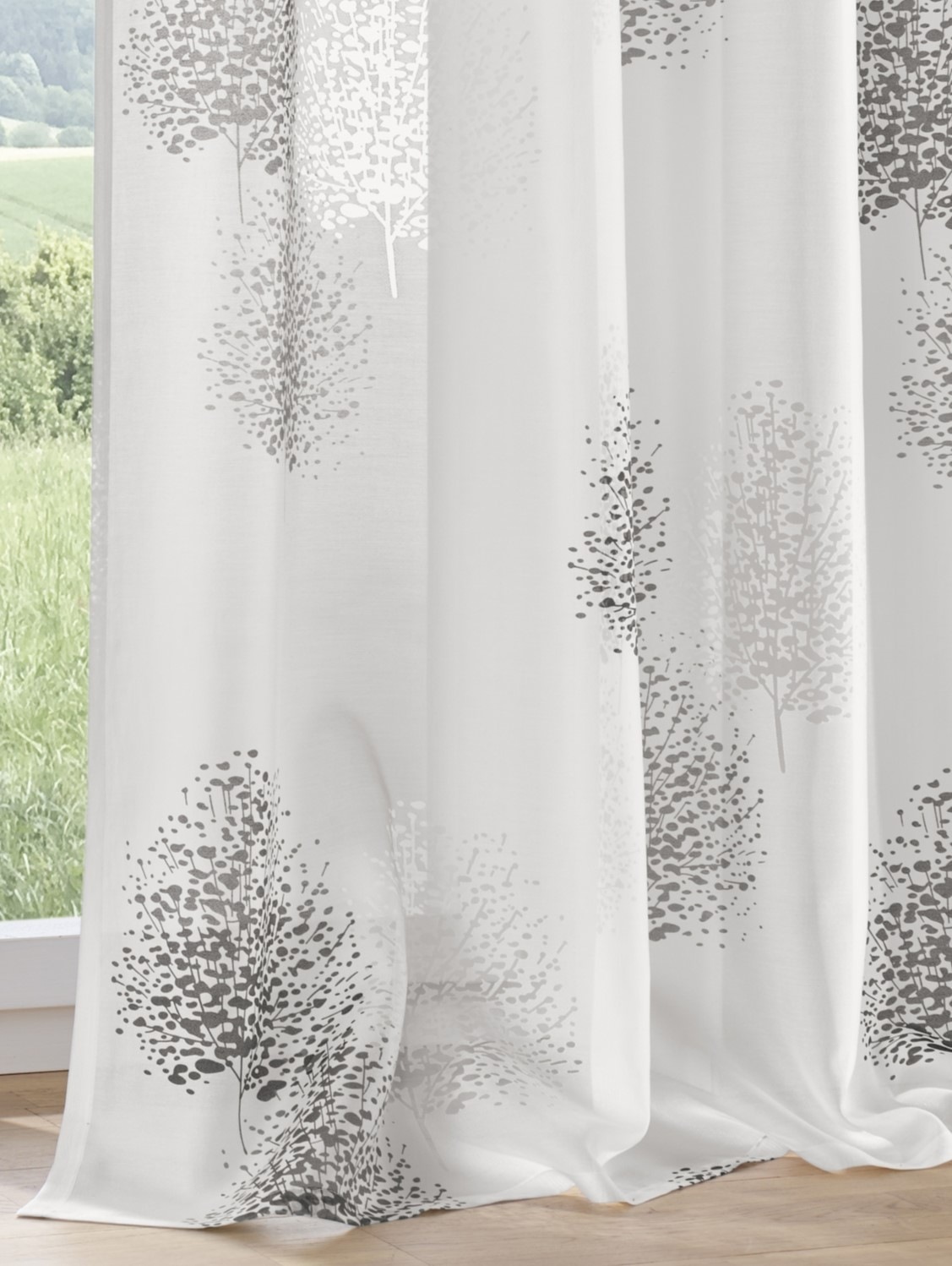 Kutti Vorhang »Belinda«, (1 St.), Gardine, halbtransparent, Ausbrenner, bedruckt, Viskose-Polyester