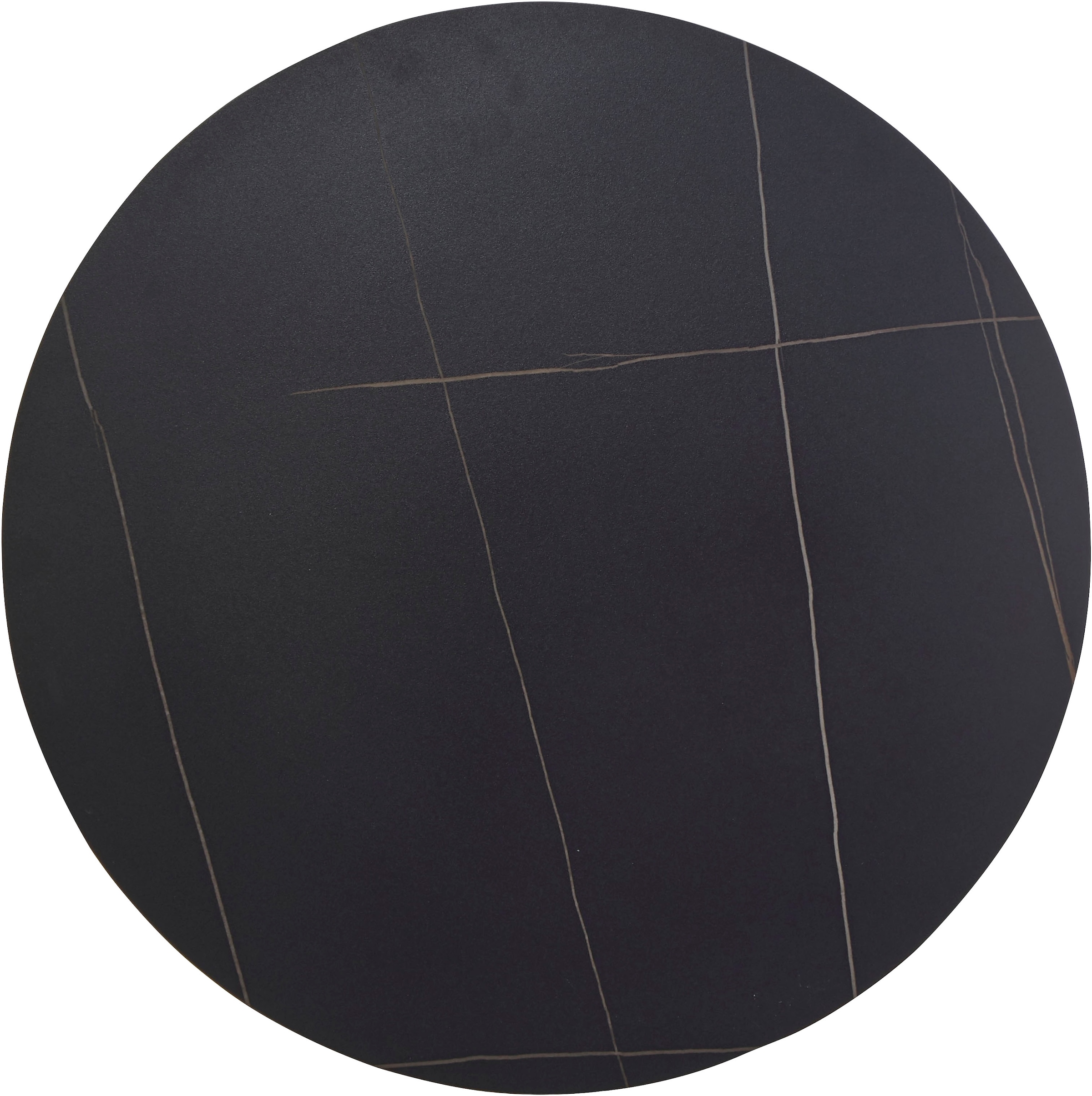 OTTO home Essgruppe »Freya« Set, 4 tlg. runder Esstisch 90 cm in Sinterstein, Black Copper mit 3 Samtstühlen