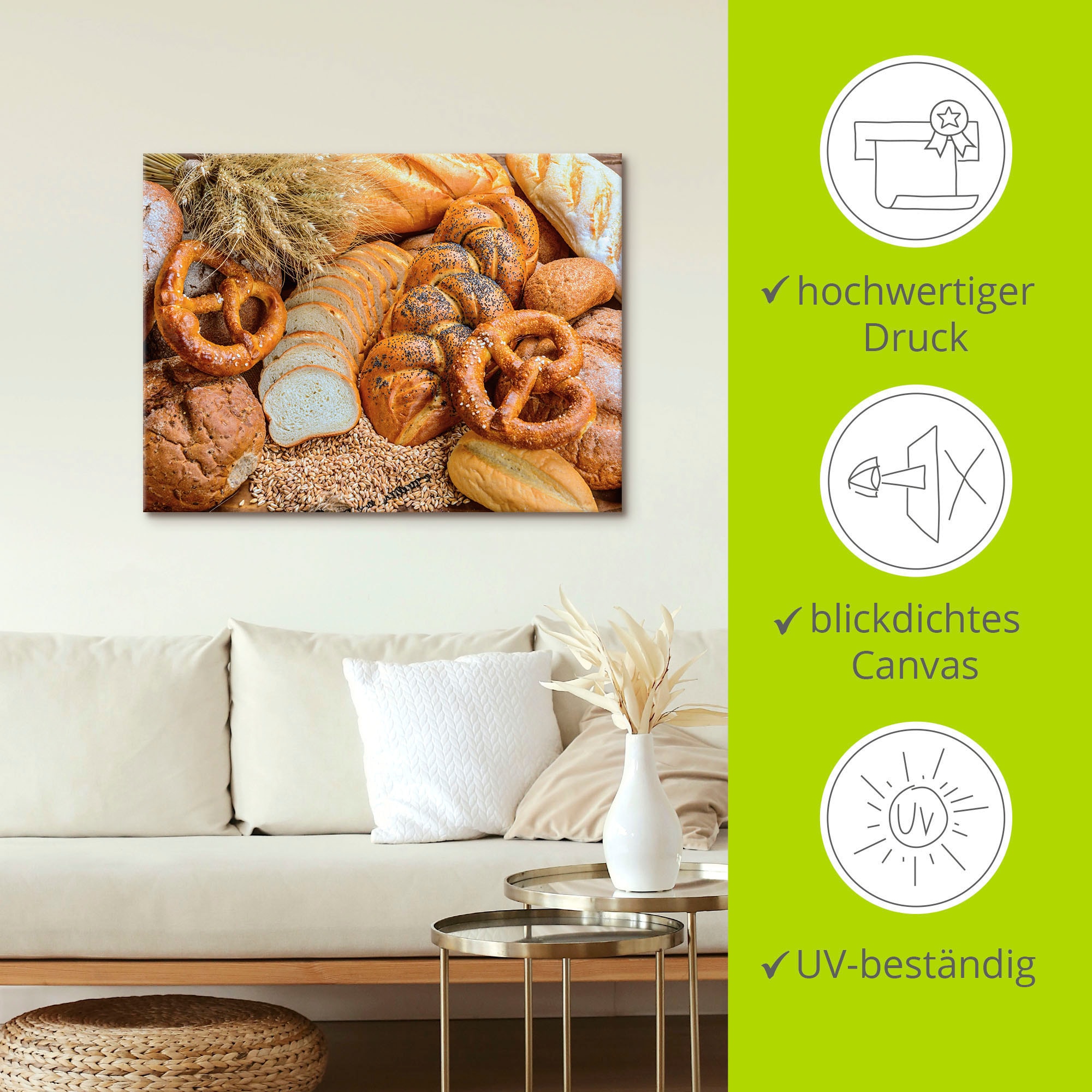Artland Wandbild »Leckere Backwaren«, Getreide, (1 St.), als Alubild, Leinwandbild, Wandaufkleber oder Poster in versch. Größen