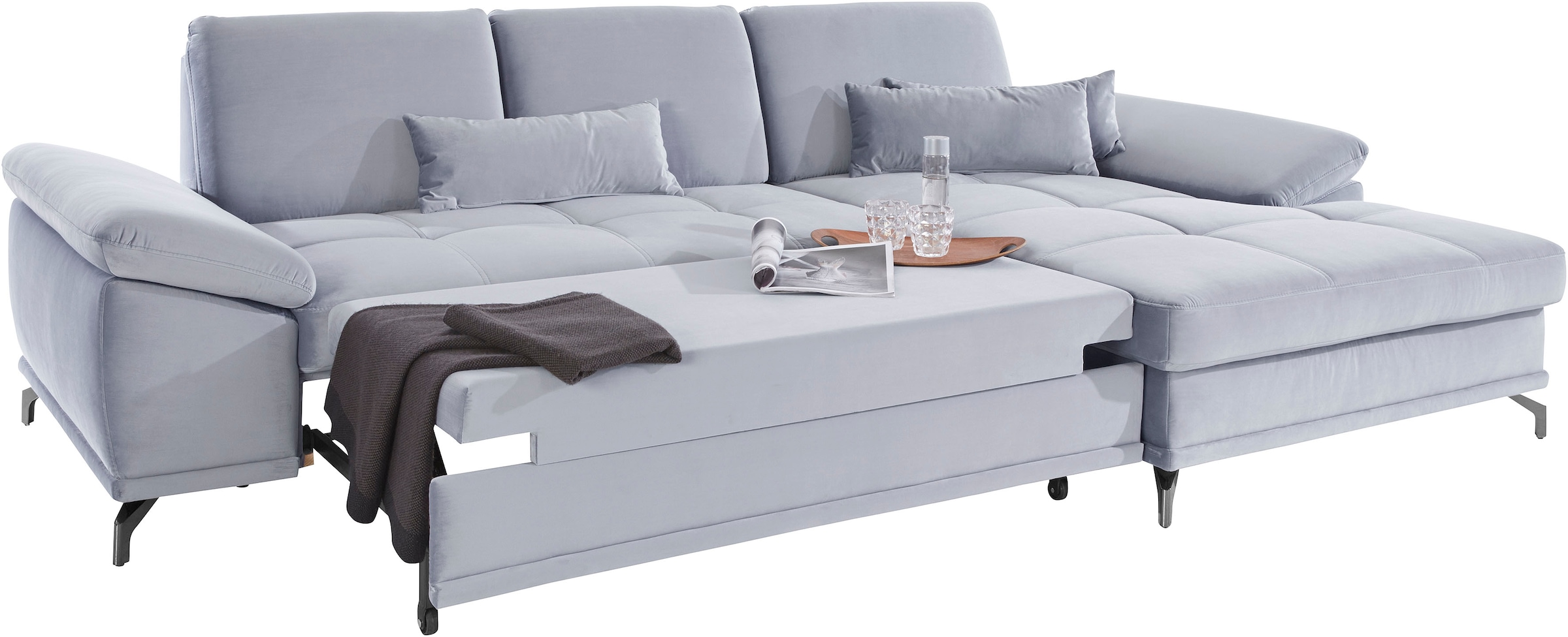 Places of Style Ecksofa Costello, mit Sitztiefenverstellung und Armlehnfunktion, incl. 3 Nierenkissen