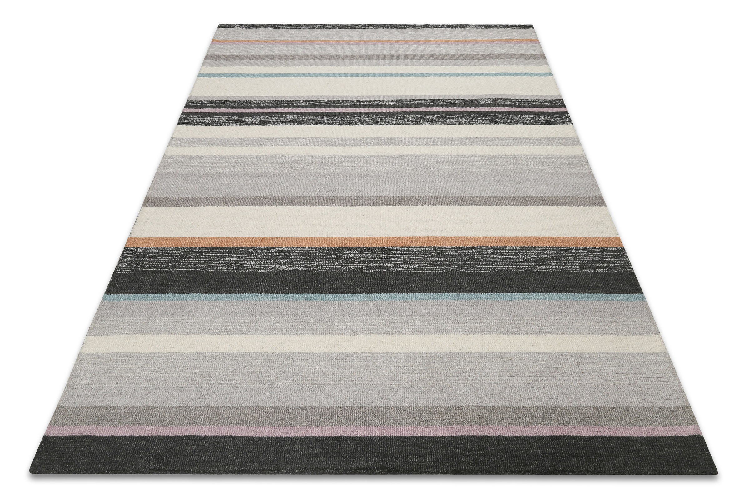 Wecon home Teppich »Sally«, rechteckig, 7 mm Höhe, handgefertigt, gestreift, pflegeleicht, Wolle, Wohnzimmer, Esszimmer
