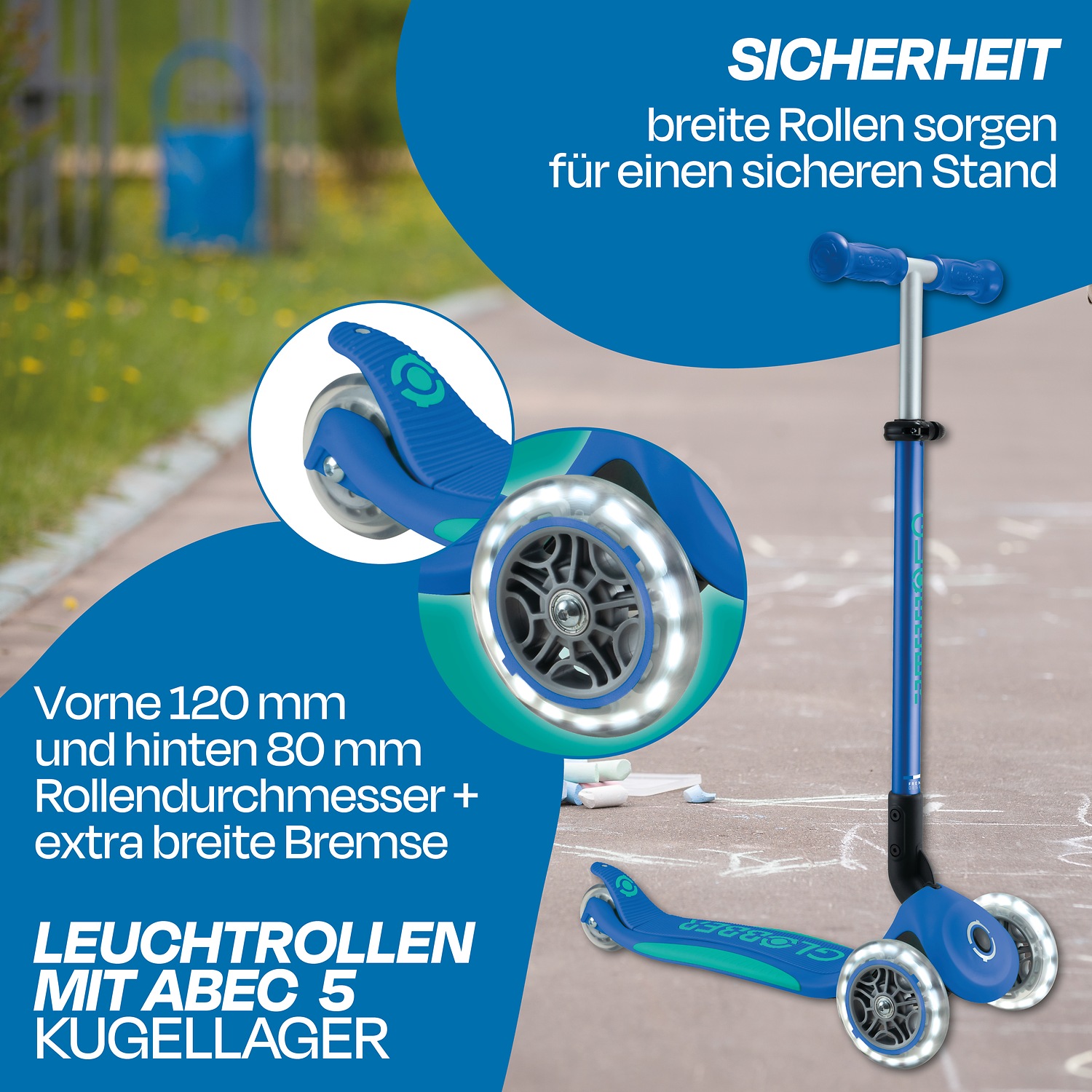 Globber Tretroller »ELITE LIGHTS, mit Leuchtrollen« mit Leuchtrollen