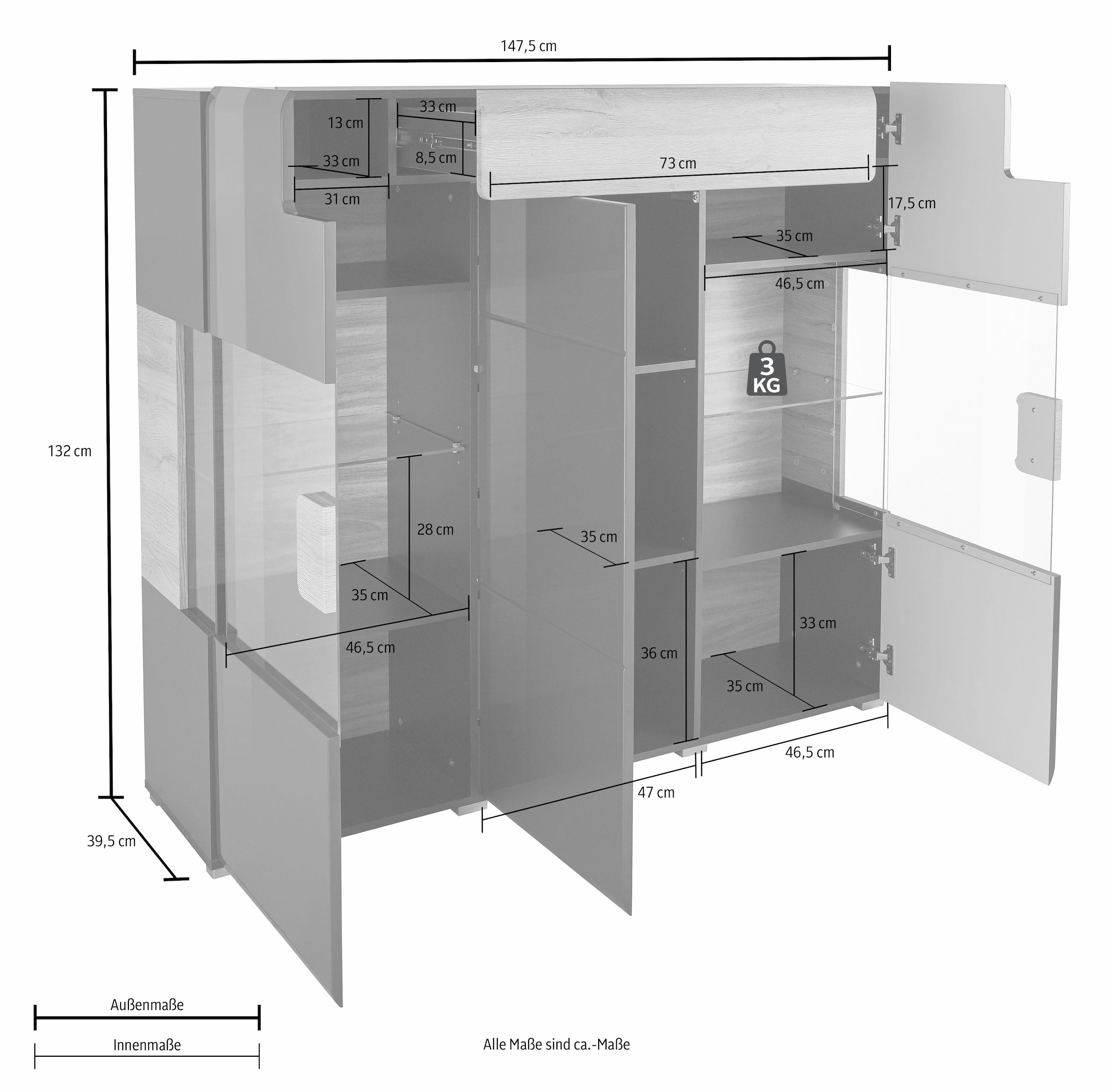 Helvetia Highboard »Toledo«, Breite 147,4 cm online bestellen