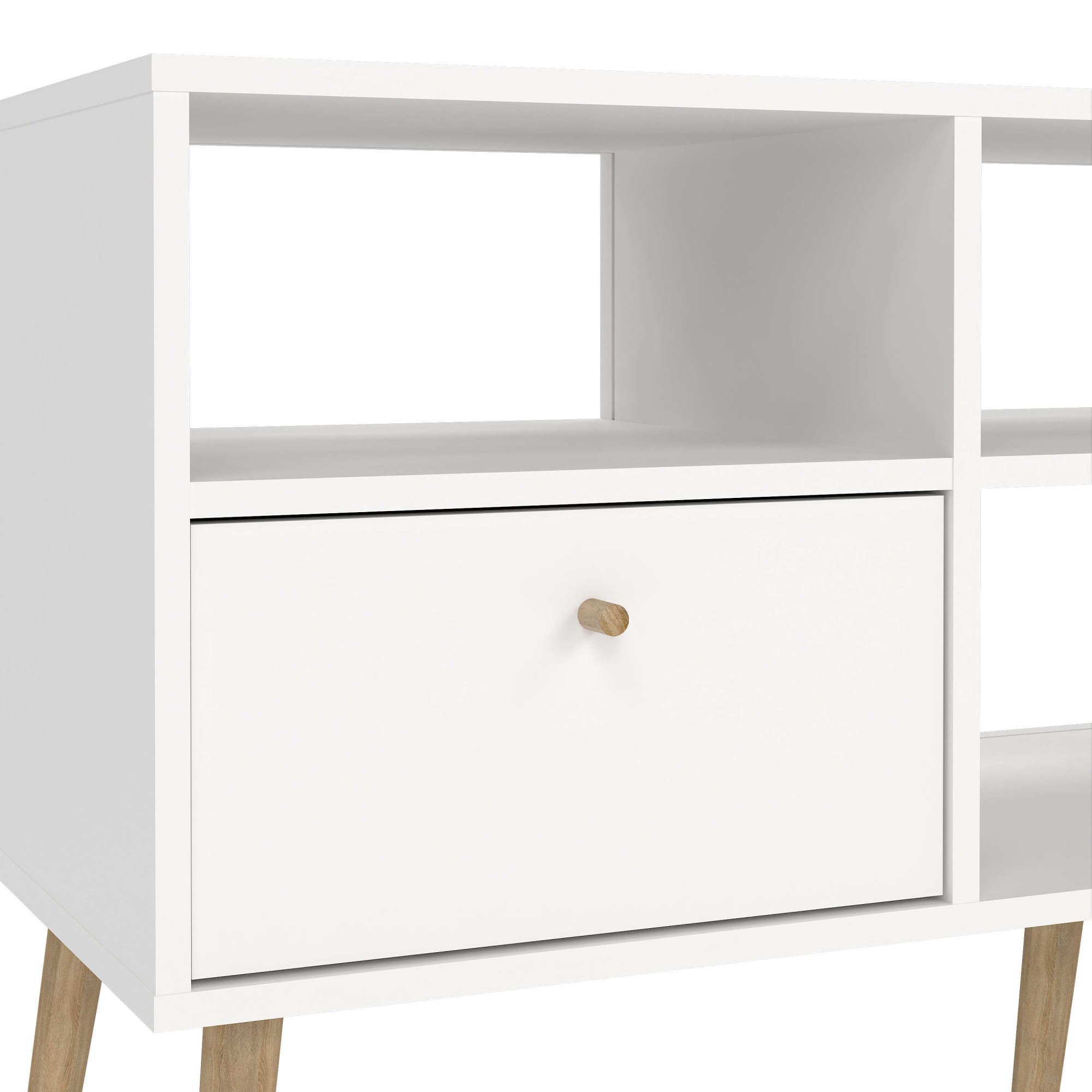 andas TV-Board »Bodo TV-Möbel, TV-Unit, Mediamöbel, Regal«, 2 Schubladen und 4 offene Fächer, Beine und Griffe aus Massivholz