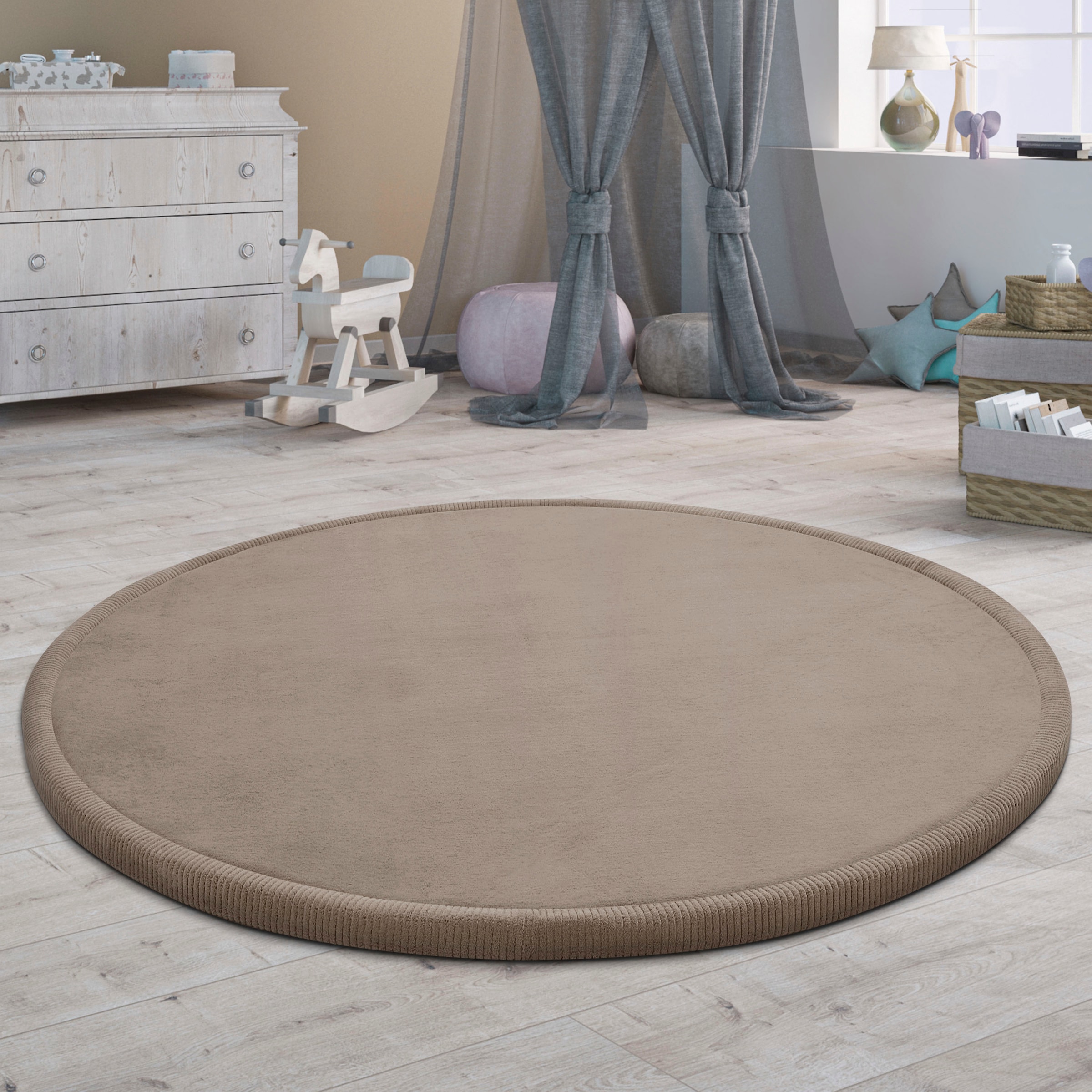 Paco Home Teppich »Tatami 475«, rund, 24 mm Höhe, Kurzflor, Uni Farben, mit Memory Foam, waschbar