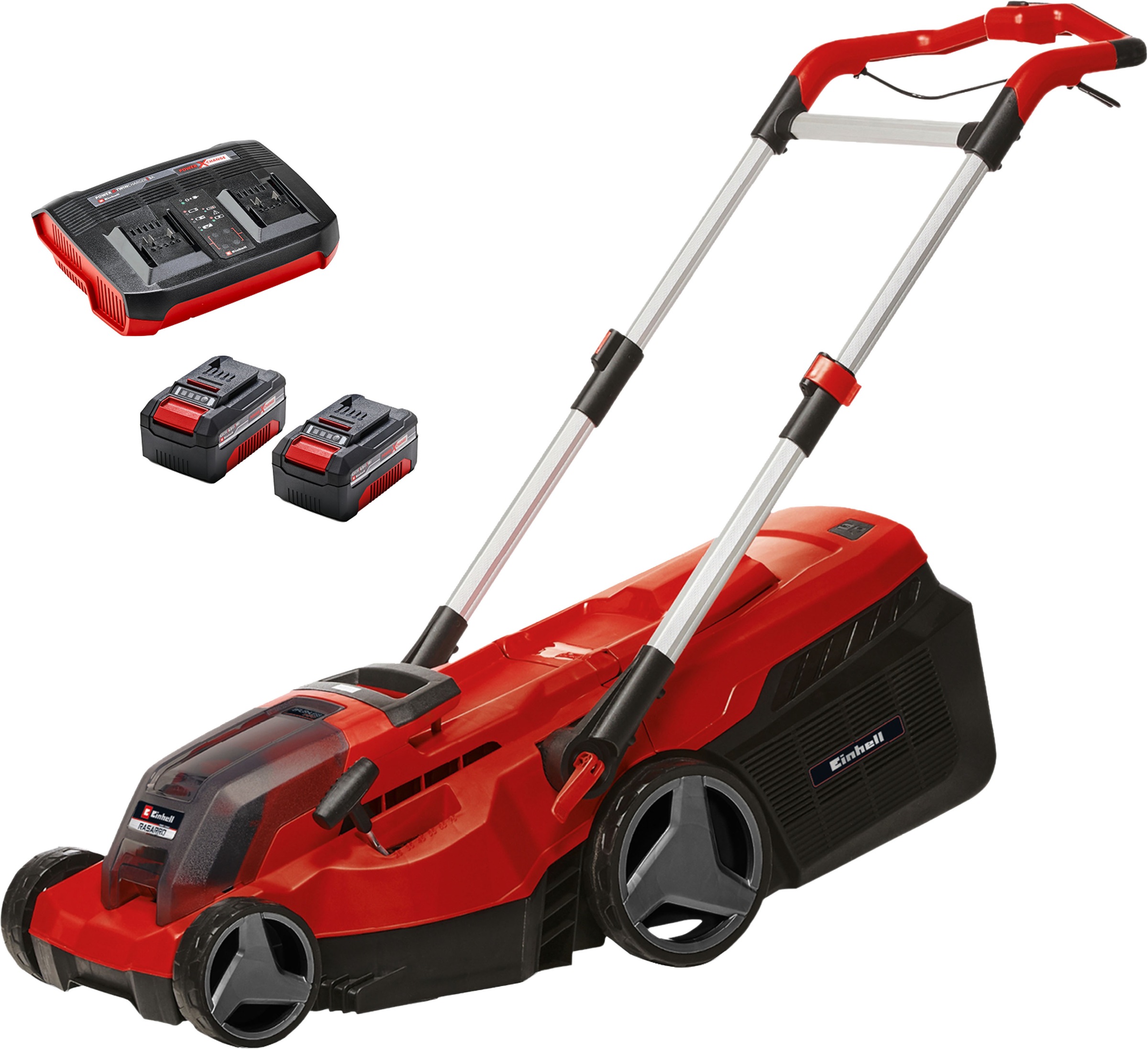 Einhell Akkurasenmäher »RASARRO 36/38 (2x4 Ah)« mit 2 Akkus und Twincharger