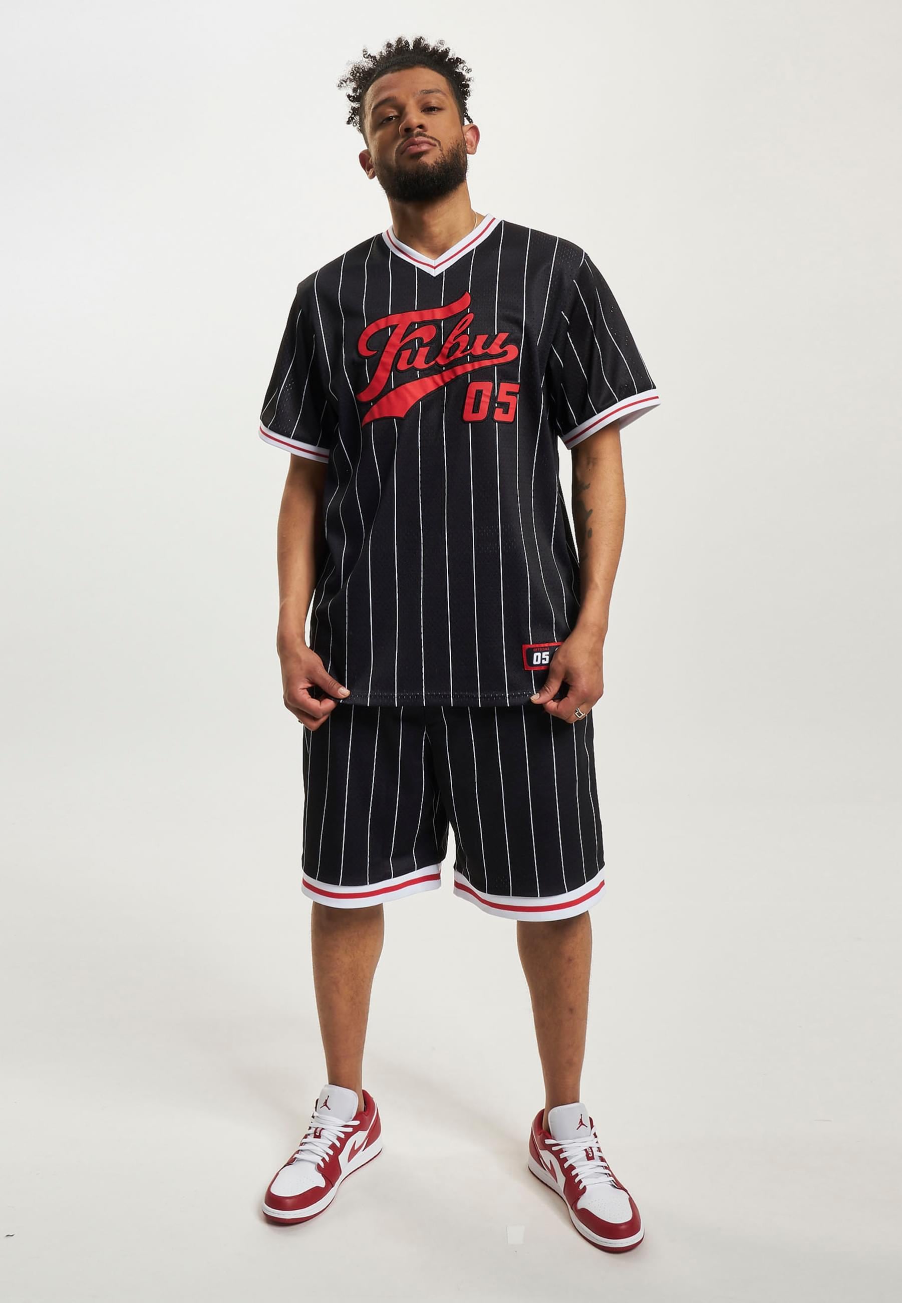 Fubu T-Shirt »Fubu Herren FM231-005-2 FUBU Varsity Pinstriped Mesh Tee« 1 Stk.