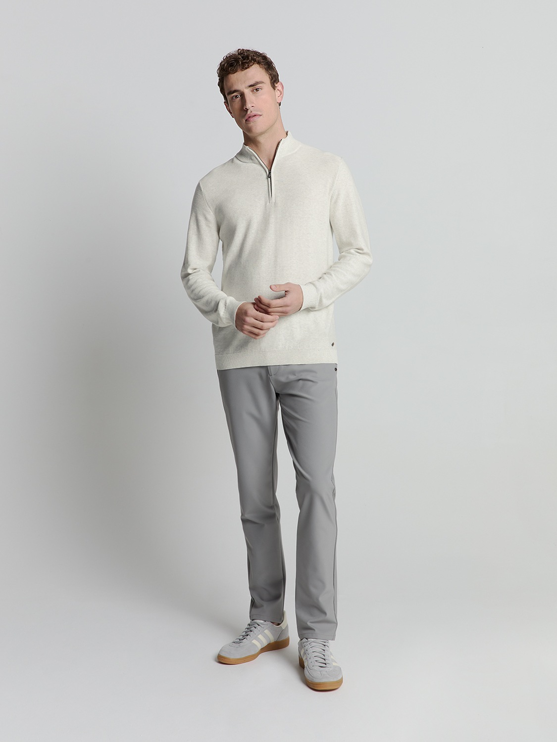 NO EXCESS Rundhalspullover »No Excess Halber Reißverschluss Pullover«