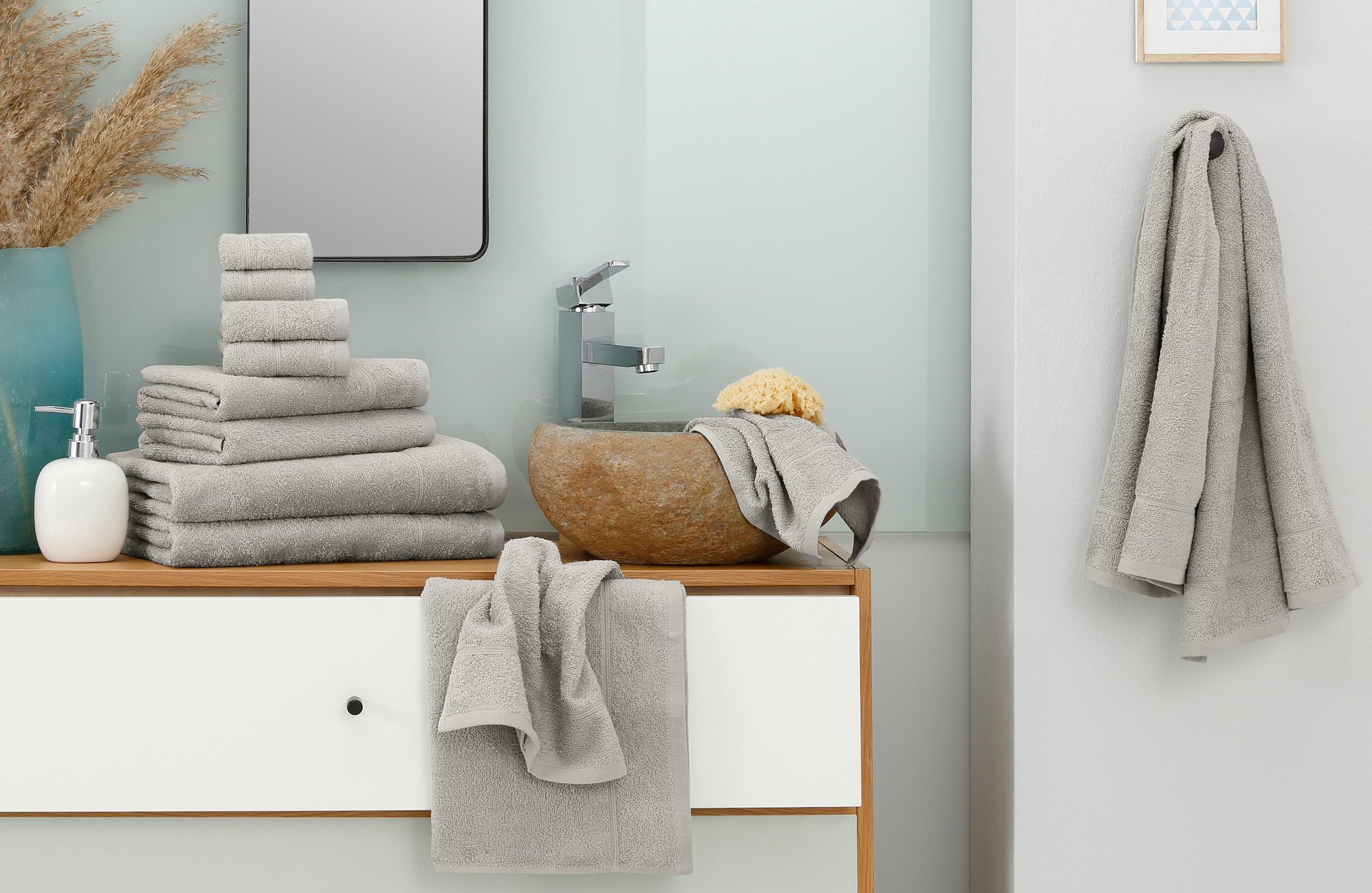 Set, Baumwolle Handtuch-Set online 100% einfarbiges »Sanremo«, mit 12 my Handtuch Handtücher tlg., home aus Frottier, Bordüre, bestellen Set