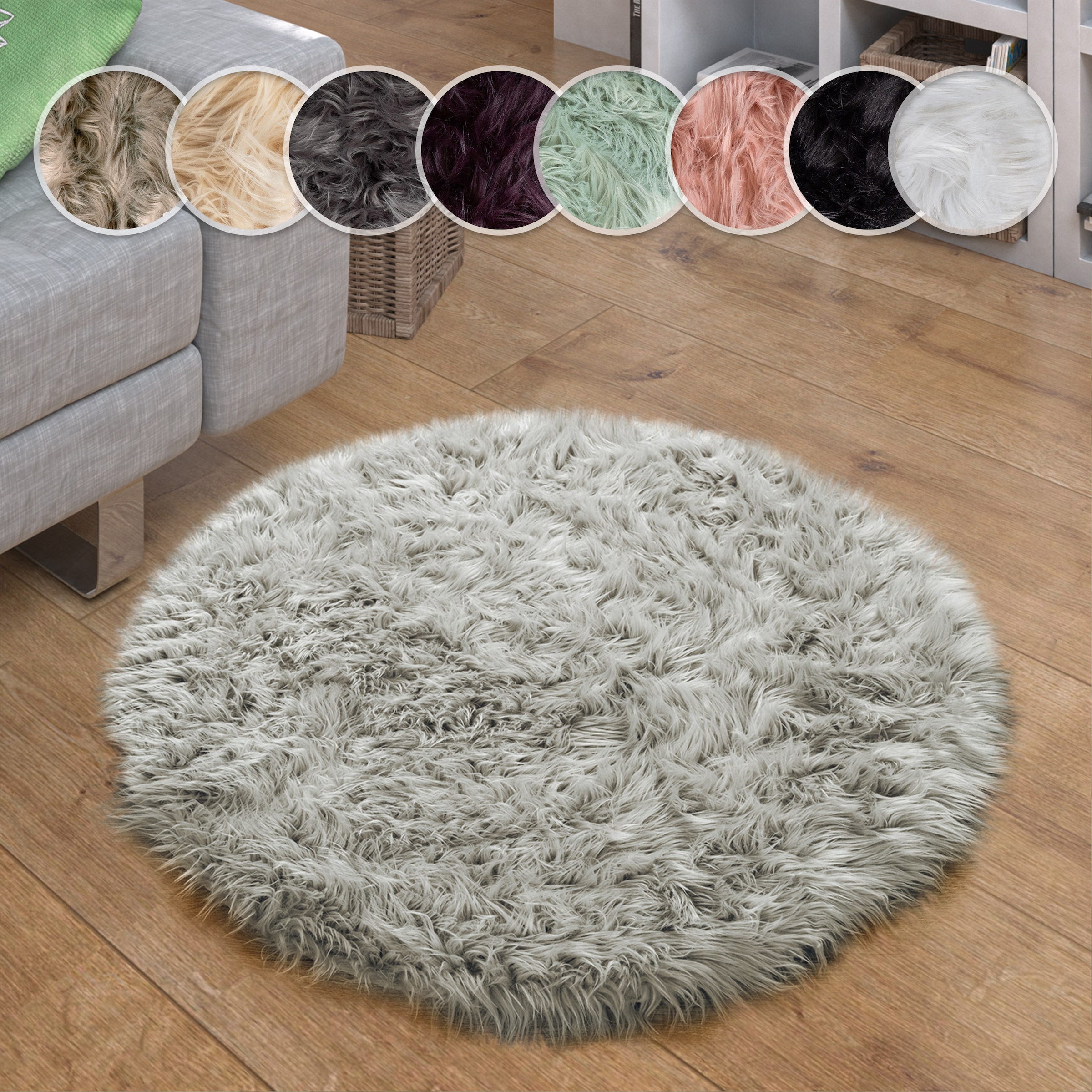 Paco Home Fellteppich »Playa 960« rund 64 mm Höhe Kunstfell, Flokati-Optik, günstig online kaufen