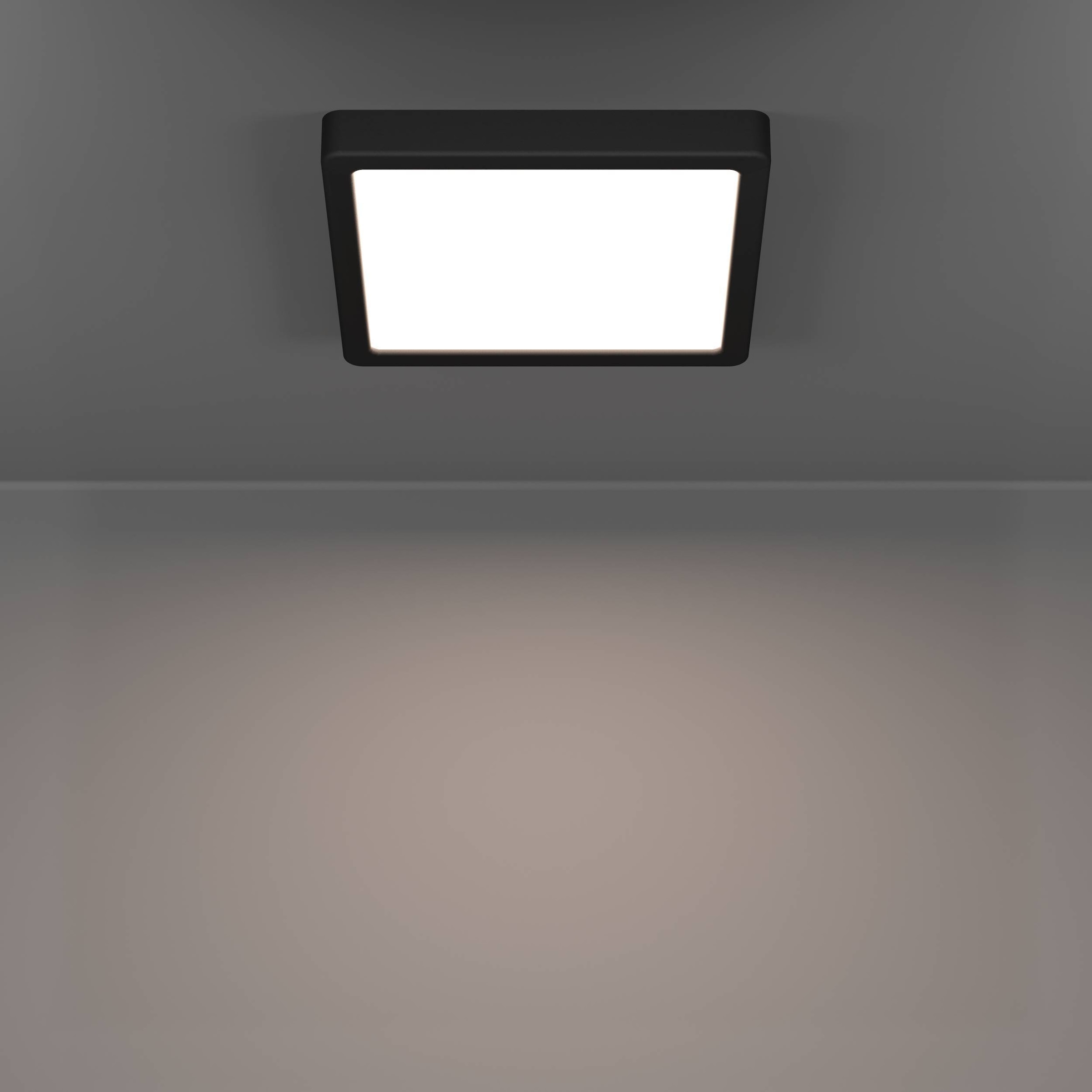 EGLO Aufbauleuchte »Fueva 6 Deckenleuchte, Badlampe Decke, Kunststoff, Deckenbeleuchtung« LED-Modul 1 Stk. Kaltweiß | Neutralweiß | Warmweiß Aufbauleuchte - L22 x B22 x H2,5 cm - schwarz - 10,5W inkl.