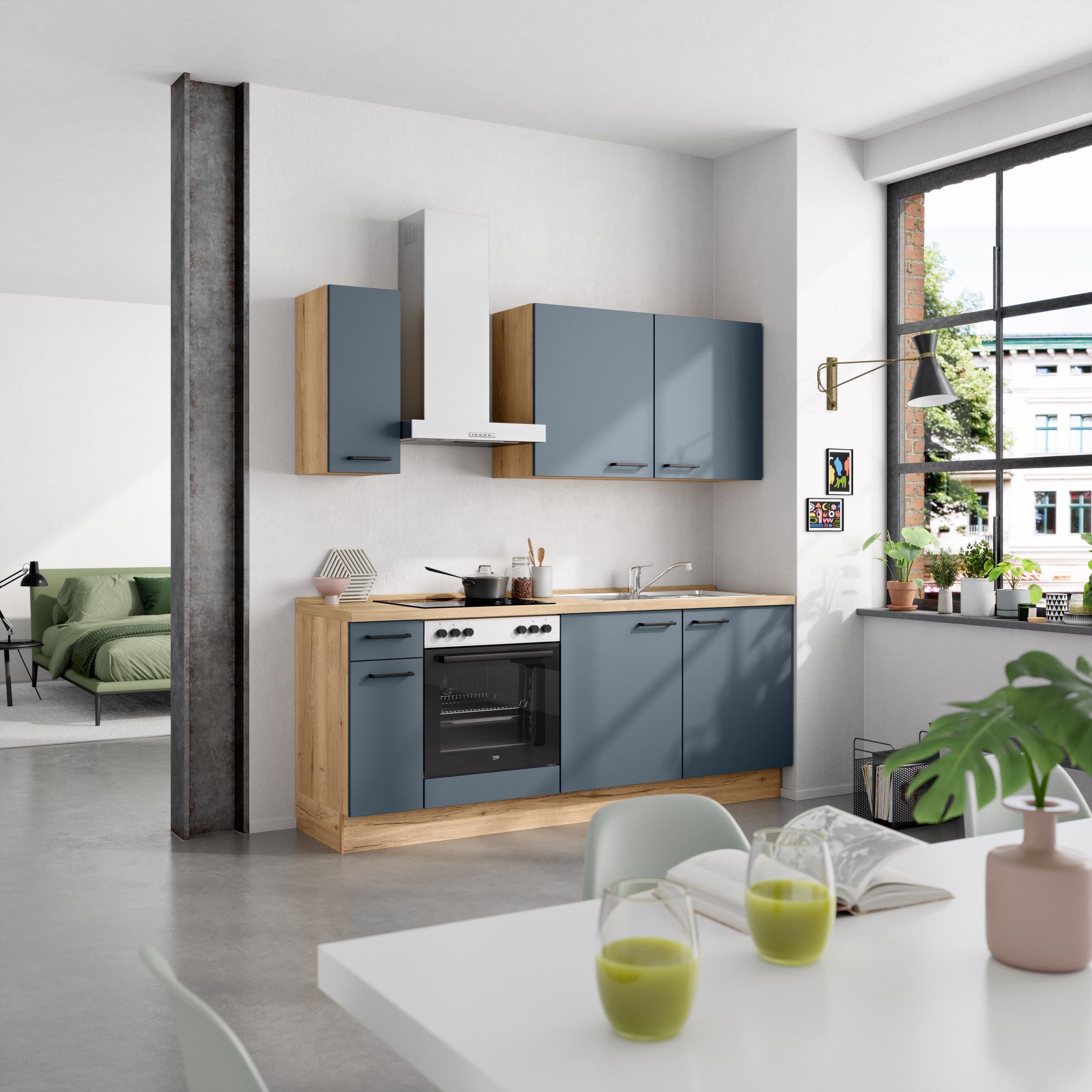 nobilia® Küchenzeile »"Easytouch I"«, vormontiert, Ausrichtung wählbar, Breite 210 cm, wahlw. mit E-Geräten
