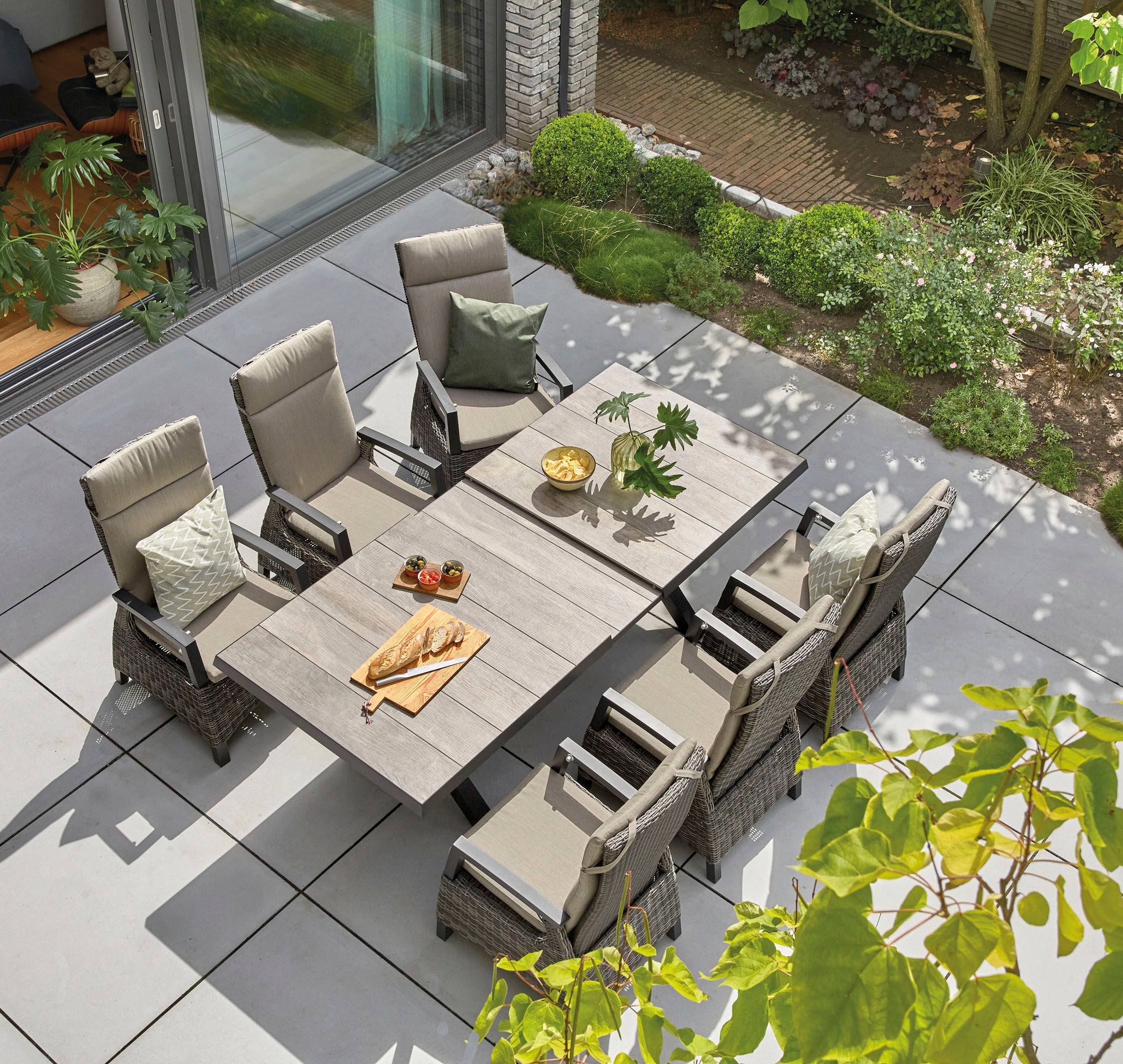 Siena Garden Garten-Essgruppe »Corido«, (Set, 13 tlg.), bestehend aus 6 Sesseln, 6 Kissen und 1 Tisch