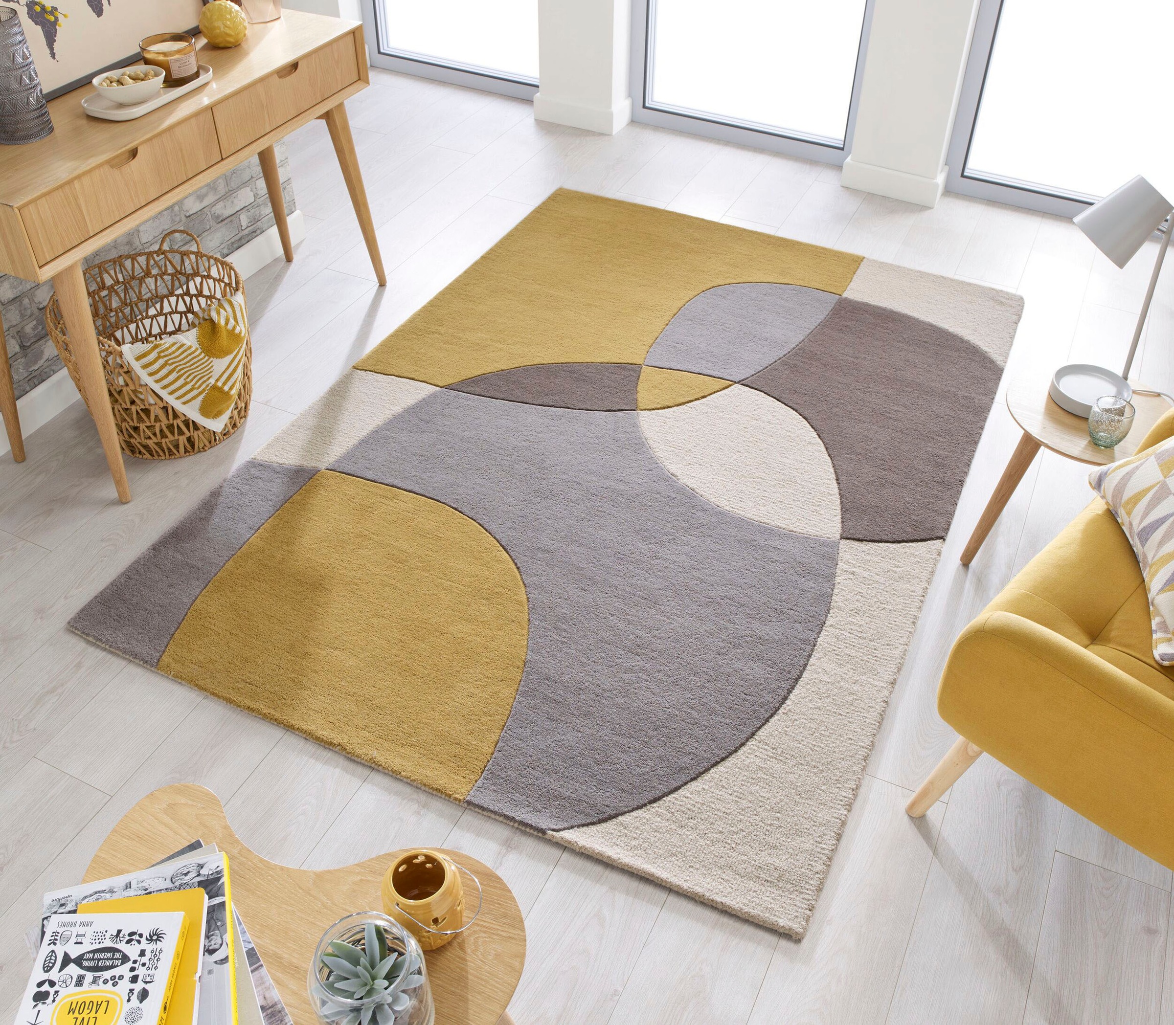 FLAIR RUGS Wollteppich »Glow, gemustert & modern«, rechteckig, 8 mm Höhe, fußbodenheizungsgeeignet, mit Hoch-Tief-Effekt