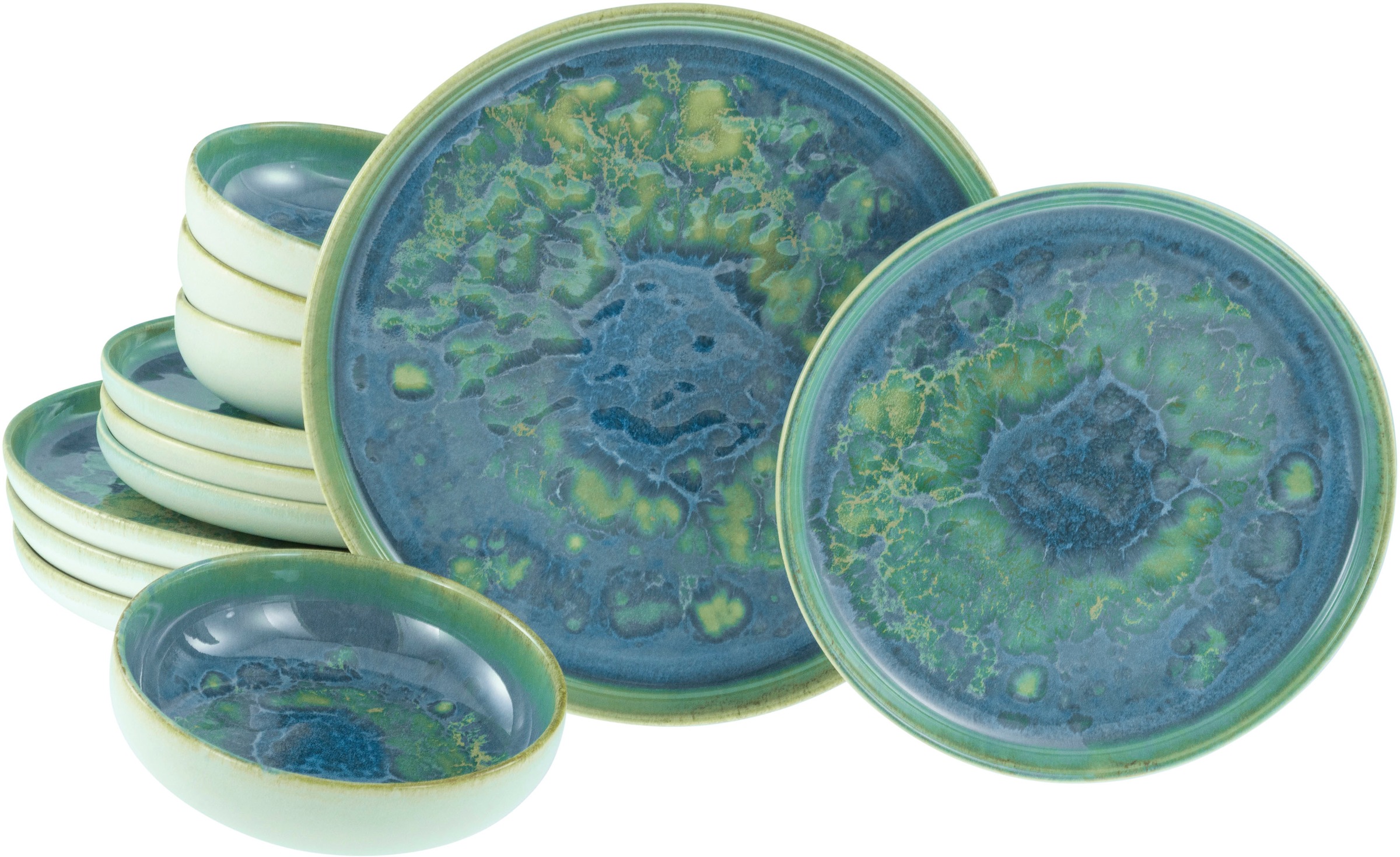 CreaTable Teller-Set »Yuki, Tellerset 12-tlg« Reaktiver intensiv leuchtende günstig online kaufen