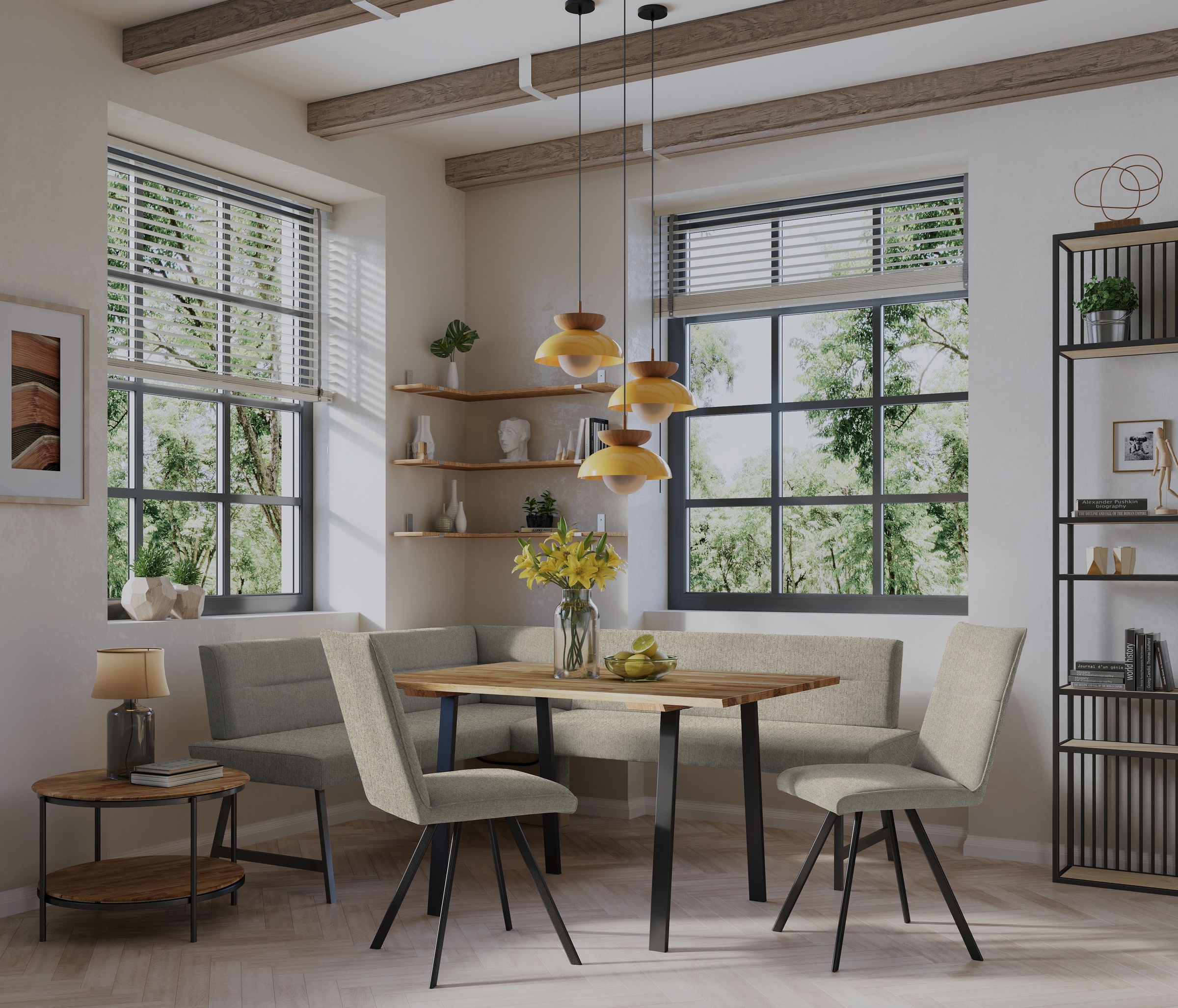 Home affaire Eckbankgruppe »Sava« Set, 4 Stk. tlg. Eckbank mit Wellenfederu günstig online kaufen