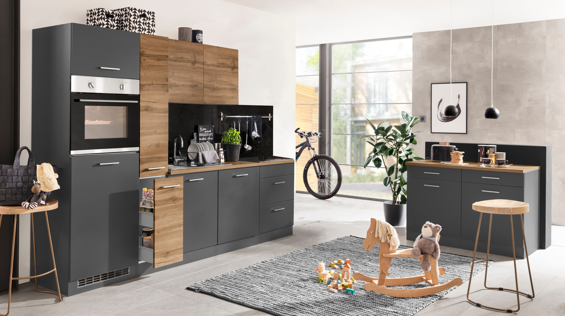 KOCHSTATION Küchenzeile »KS-Kehl«, ohne E-Geräte, Breite 270 cm, für Kühlschrank und Geschirrspüler
