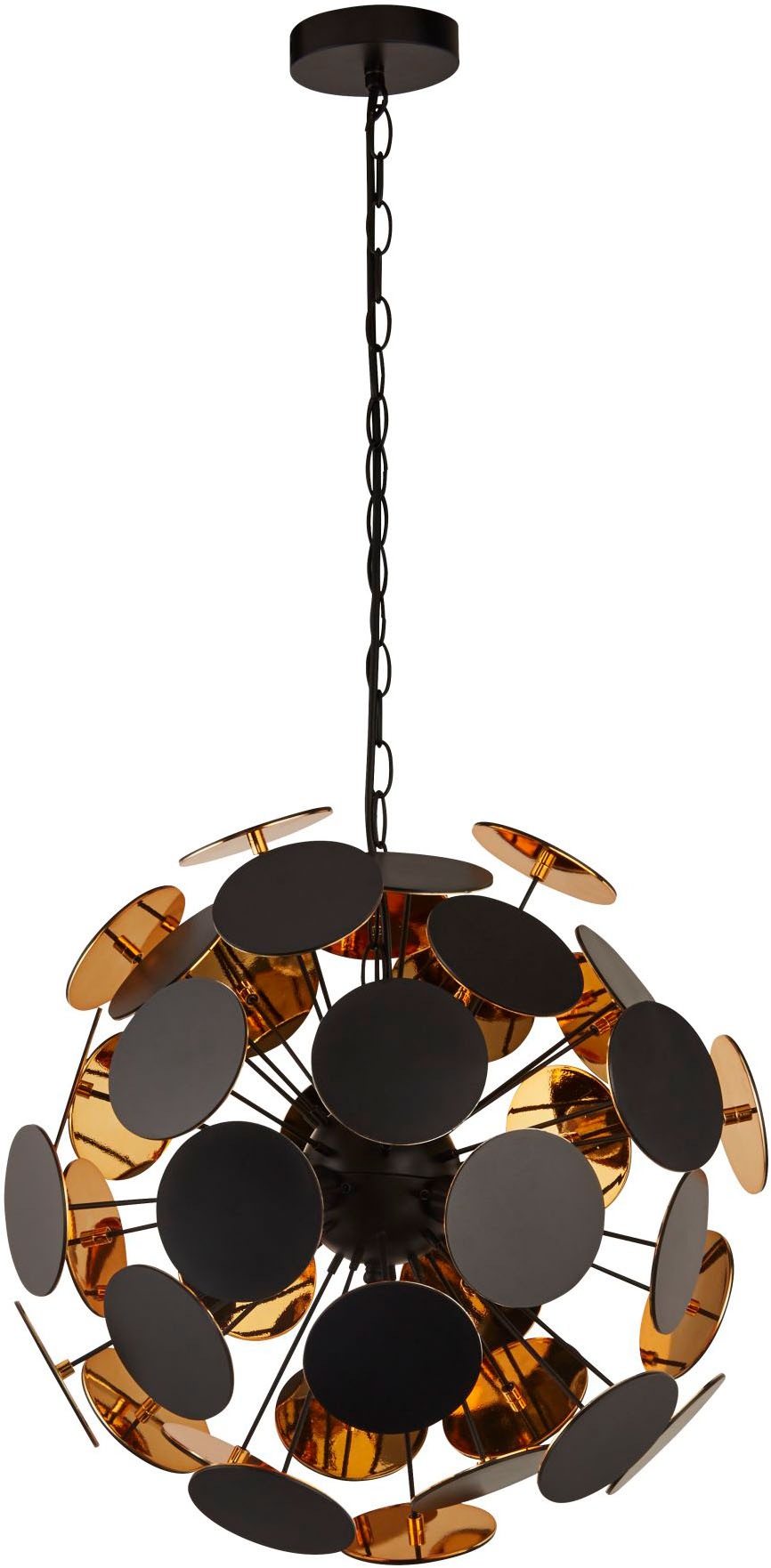 Searchlight Hängeleuchte »Discus 4Lt Pendant  - Black Metal, Black & Gold PC Discs« E14 1 Stk.