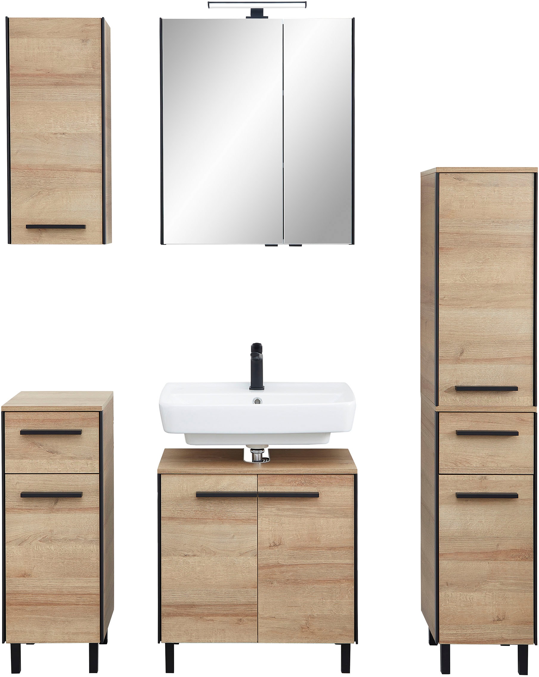 Saphir Badmöbel-Set »Quickset 395 5-teilig, Waschbeckenunterschrank mit LED günstig online kaufen