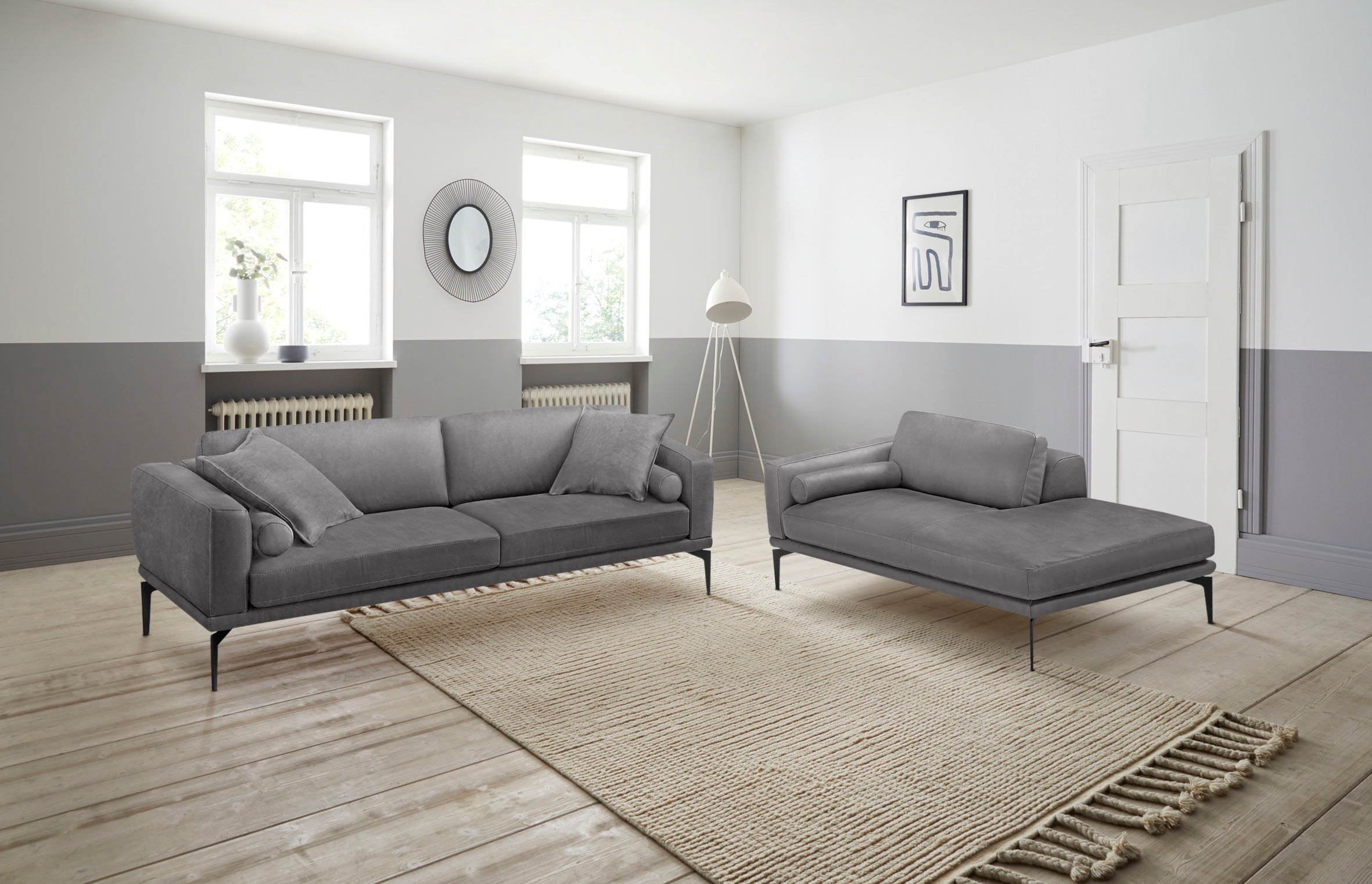 Egoitaliano Polstergarnitur »Masu, Design trifft sensationellen Sitzkomfort«, Höhe der Rückenkissen und Sitztiefe verstellbar, 3 Rollkissen