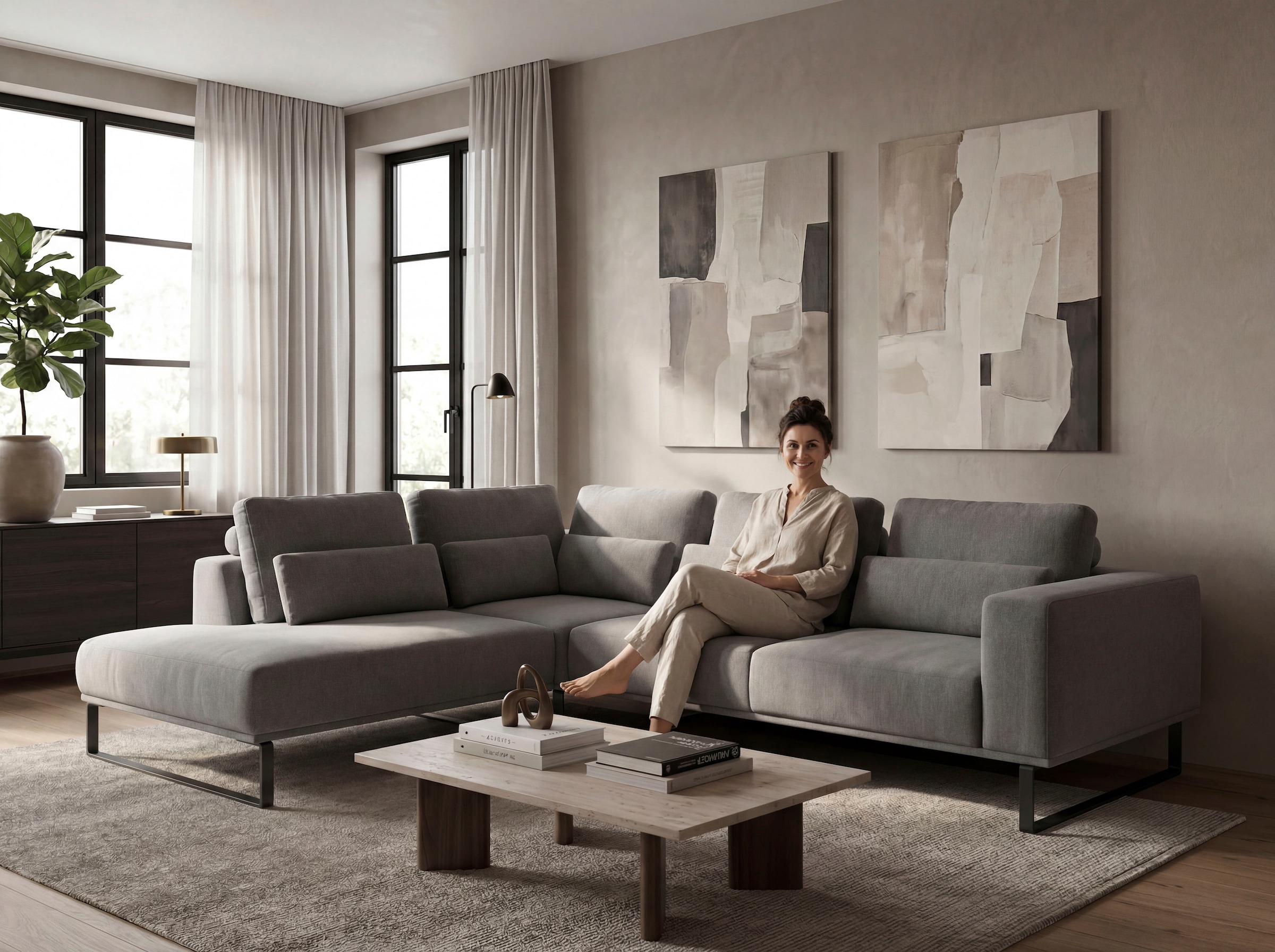 Musterring Ecksofa »JUSTB! PM100, stilvoller Lounge-Komfort von Musterring« Kollektion Bettina Zimmermann, optionaler Sitzvorzug & Fuß-Auswahl