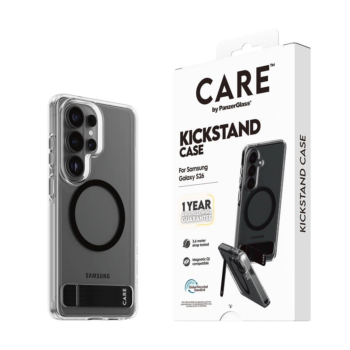 CARE by PanzerGlass Handyhülle »Urban Explorer Case mit Kickstand/Qi für Samsung Galaxy S26« Samsung Galaxy S26 Backcover, Schutzhülle, Handyschutzhülle, Case, Schutzcase, stoßfest