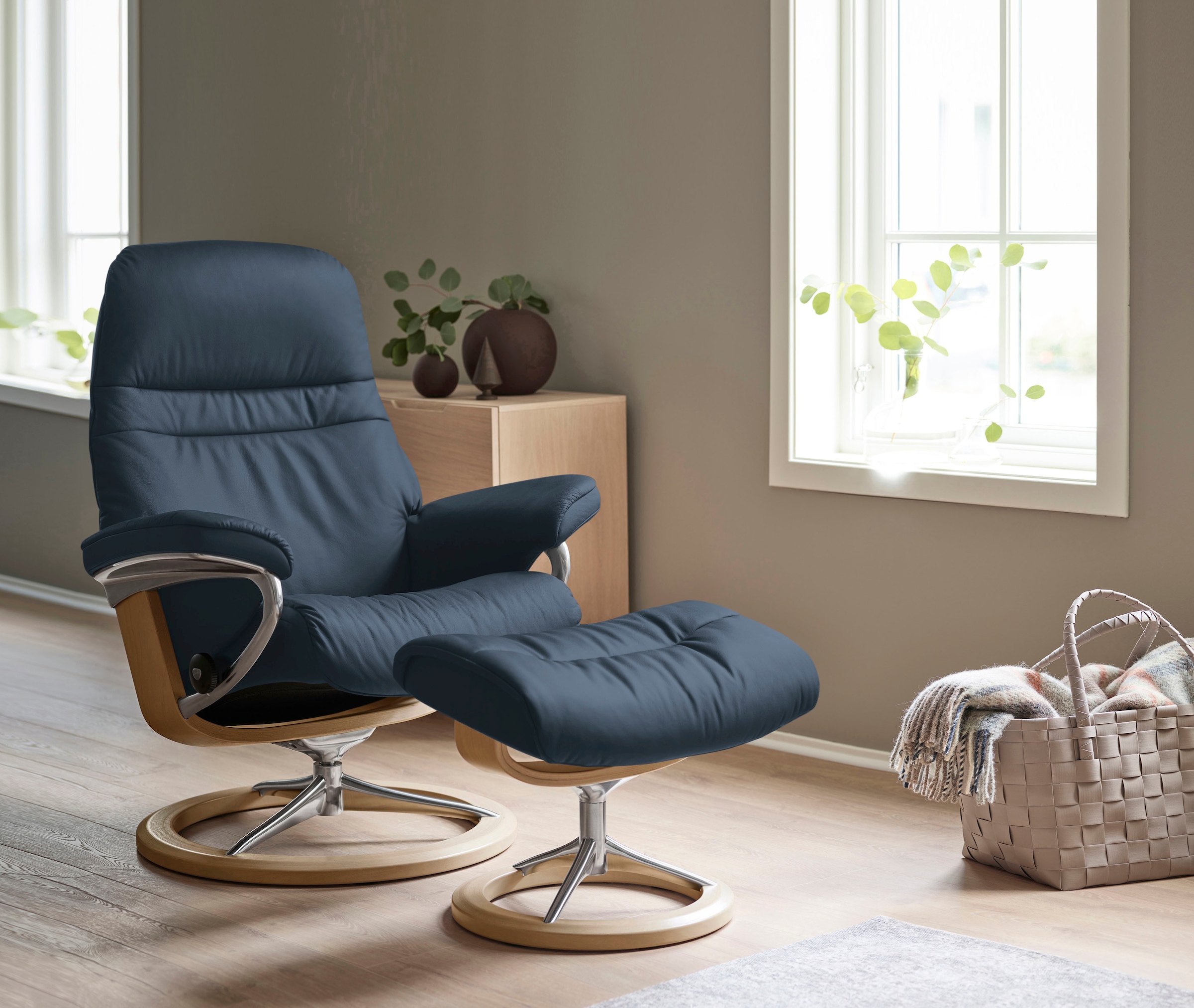 Stressless® Relaxsessel »Sunrise« Relaxsessel mit Hocker, mit Signature Bas günstig online kaufen