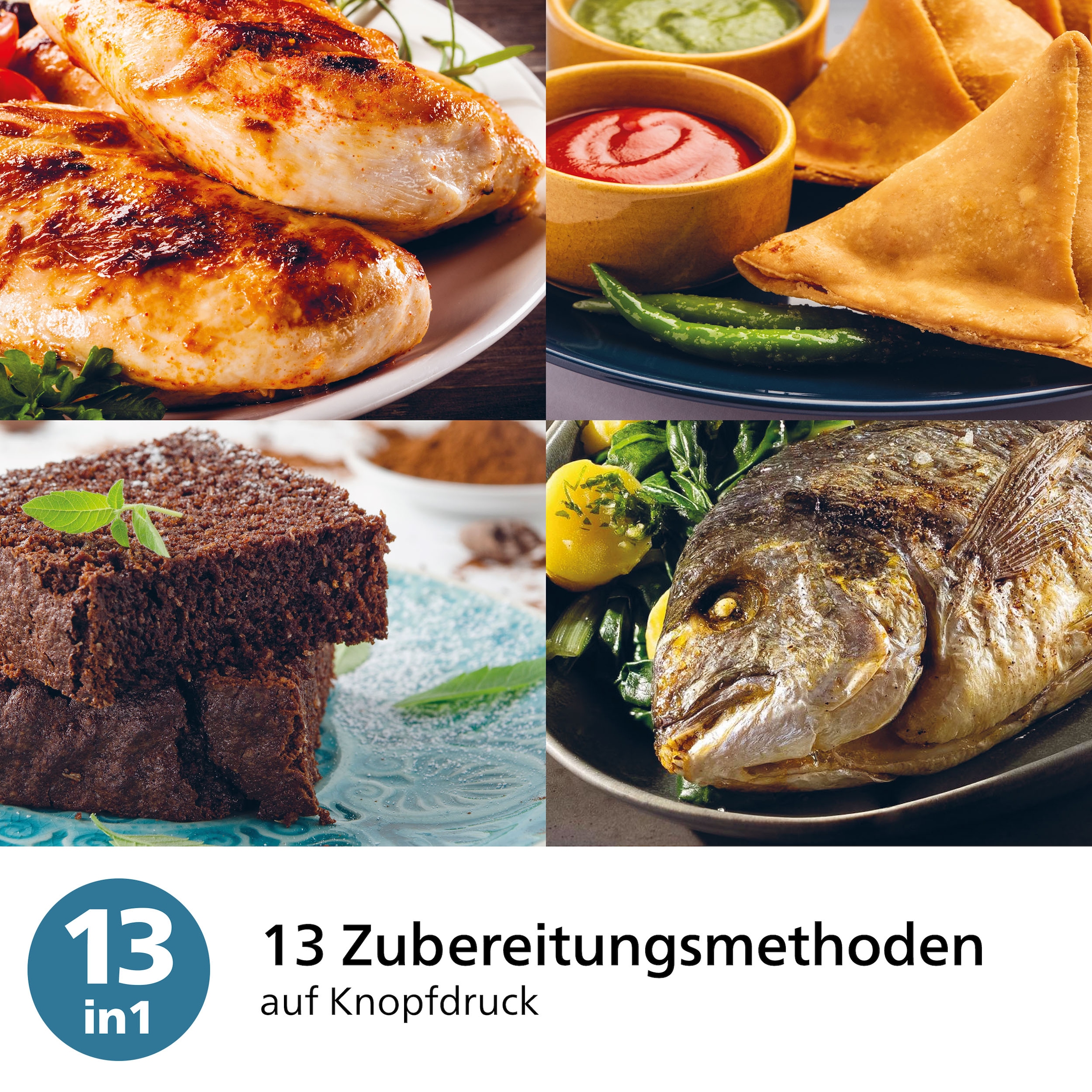Philips Heißluftfritteuse »Airfryer 2000 NA231/00, mit 6.2L, Sichtfenster«, 1700 W, RapidAir Technologie und 13 Kochfunktionen; Schwarz/Silber