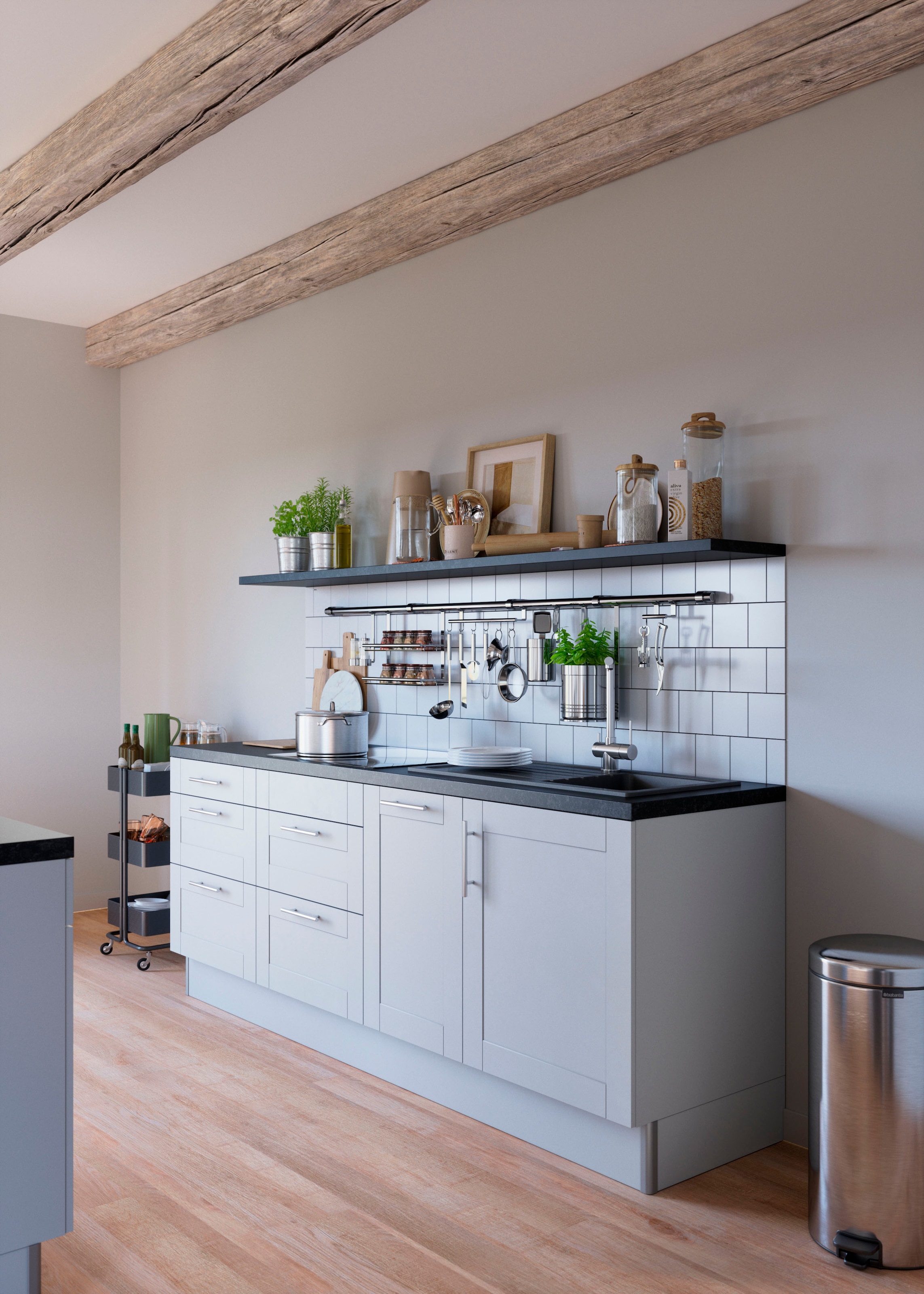 OPTIFIT Küche »Ahus«, Breite 225 cm, wahlw. Mit E-Geräten, Soft Close Funktion, MDF Fronten
