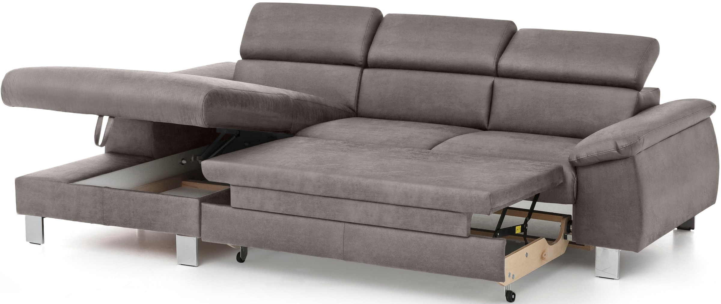 COTTA Polstergarnitur »Komaris L-Form«, (Set), Set bestehend aus: Ecksofa mit Kopfteilverstellung & Hocker