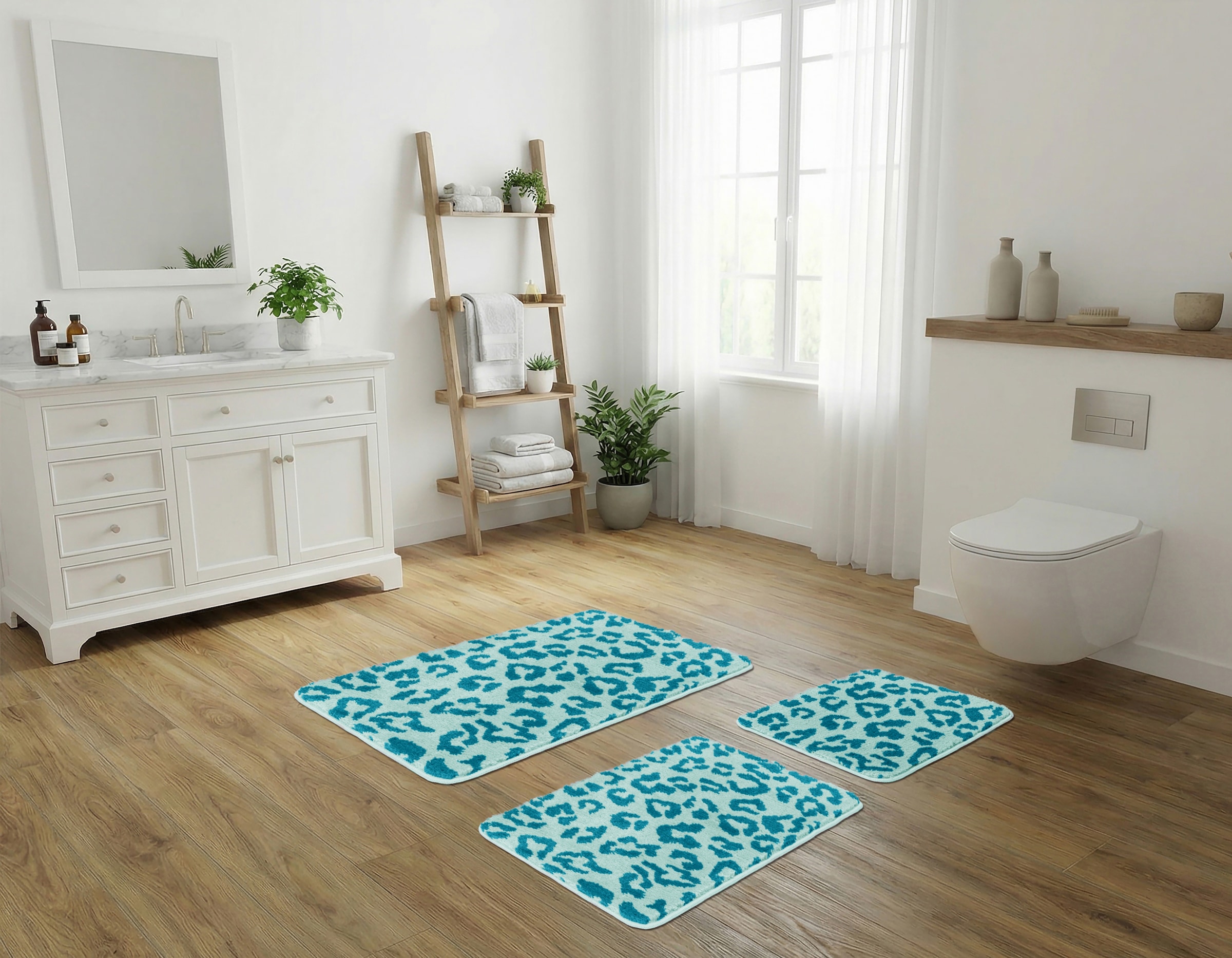 OTTO home Badematte »Anna Leo, Badvorleger, Badezimmer Teppich, Duschvorleger« Höhe 15 mm rutschhemmend beschichtet fußbodenheizungsgeeignet | schnell trocknend mit Animal Print, modernes Muster, Leo, weich