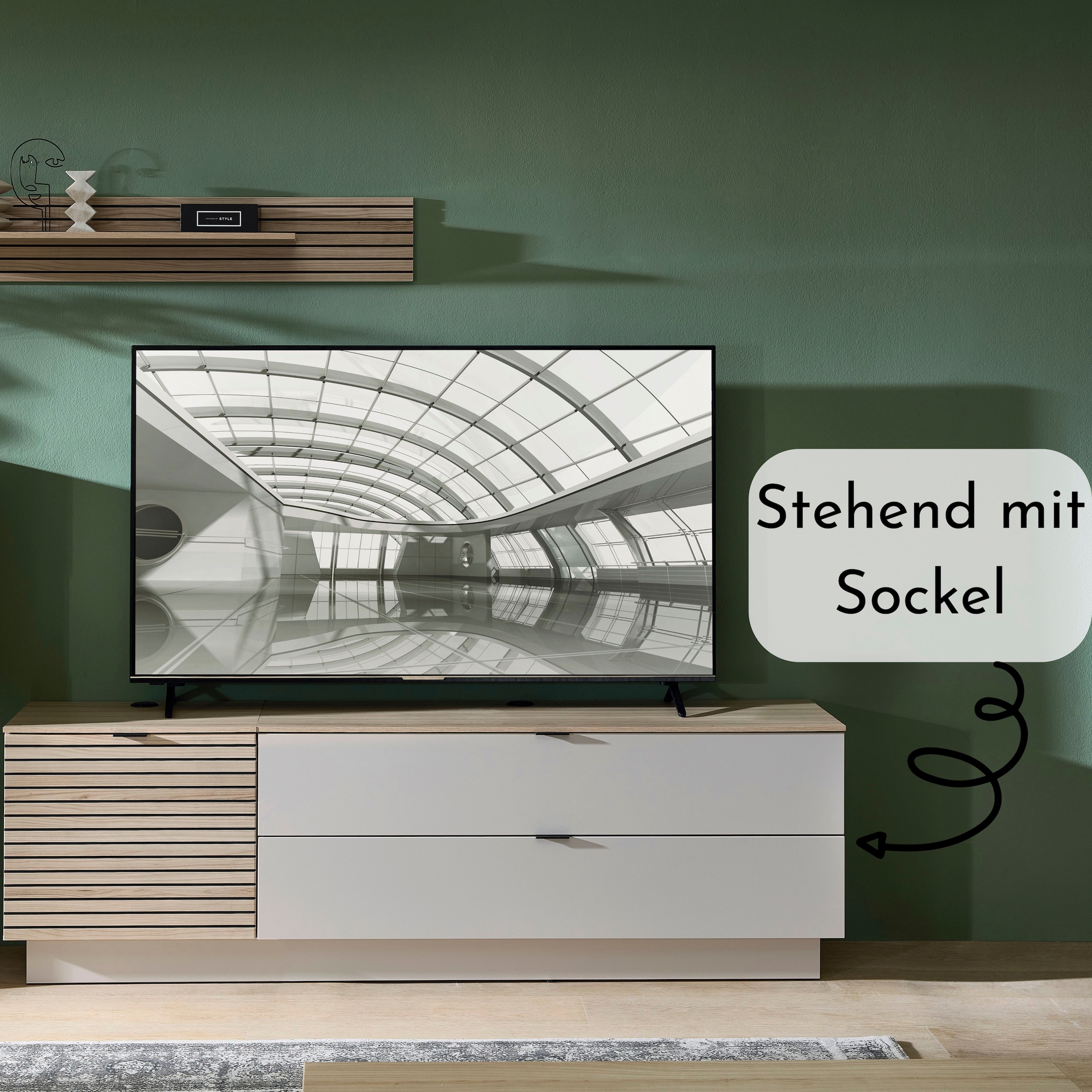 Innostyle TV-Schrank »INA TV-Lowboard, 140 x 51 x 44 cm (B/H/T)« 1 Stk. tlg. stehend/hängend verwendbar, Klappe, Schubkasten, Softclose