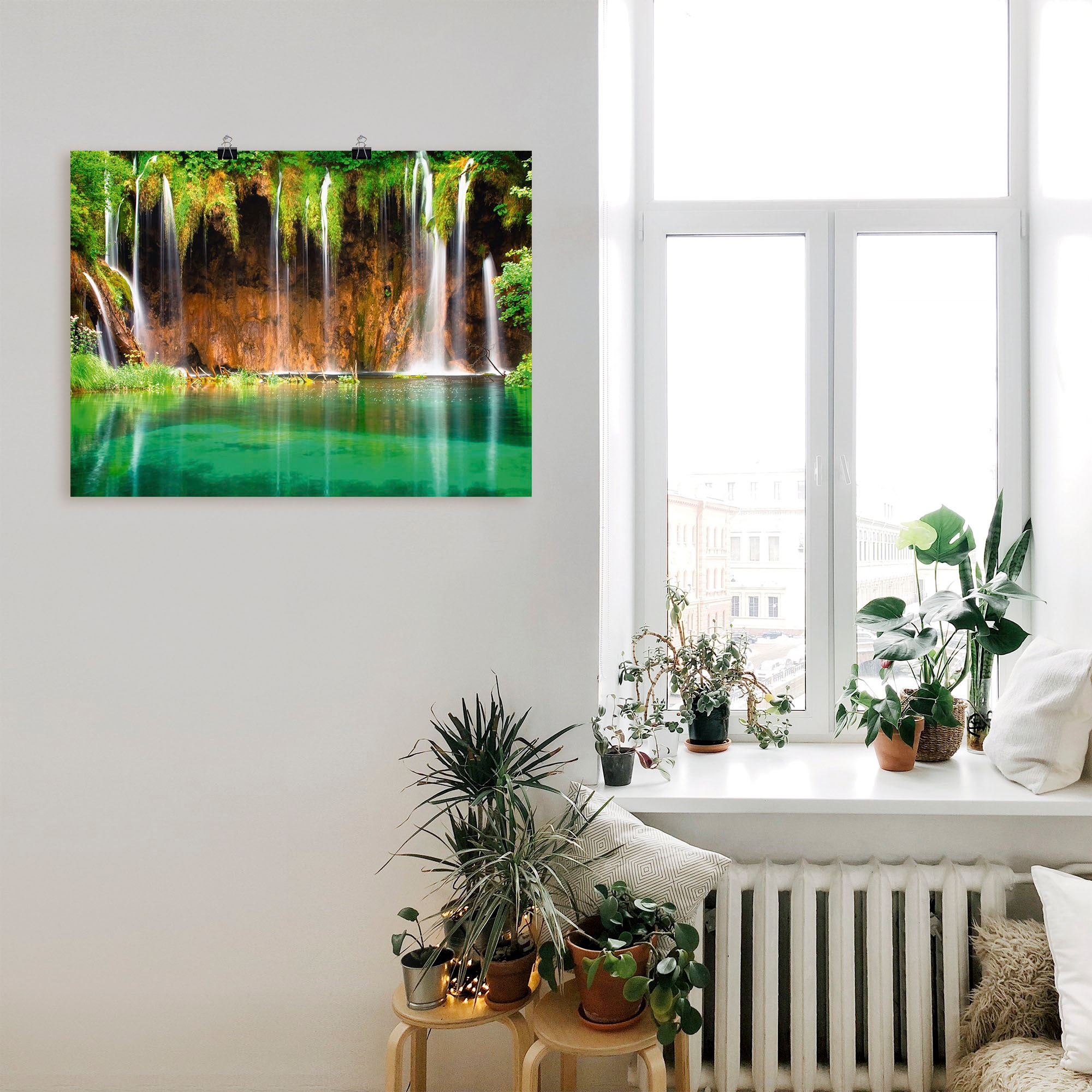Artland Wandbild »Schöner Wasserfall im Wald«, Gewässer, (1 St.), als Leinwandbild, Poster in verschied. Größen