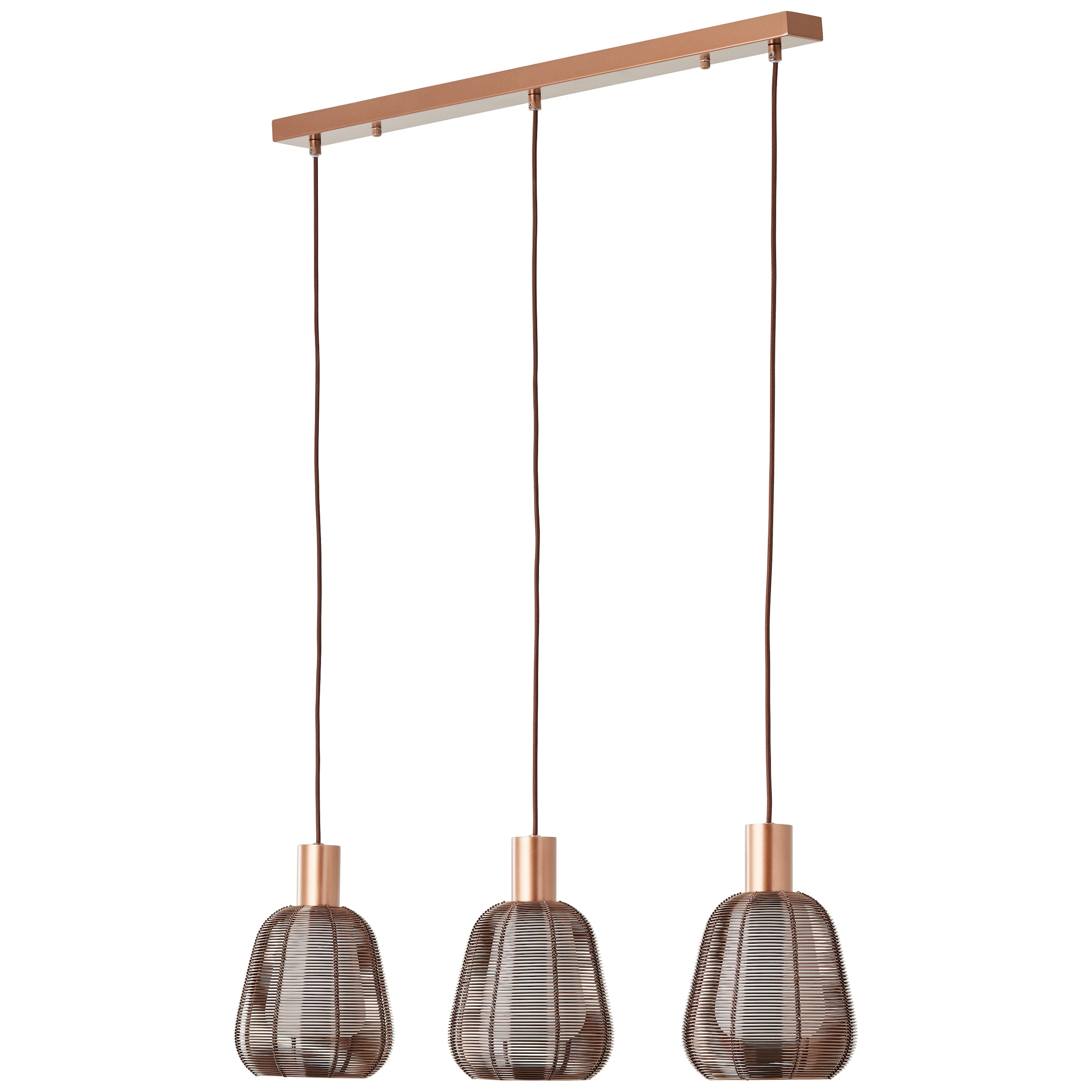Brilliant Pendelleuchte »Wallace«, 3 flammig, Leuchtmittel E27 | ohne Leuchtmittel, 120 x 85 x 18 cm, 3 x E27, kürzbar, Kaffee dunkel, Metall/Glas