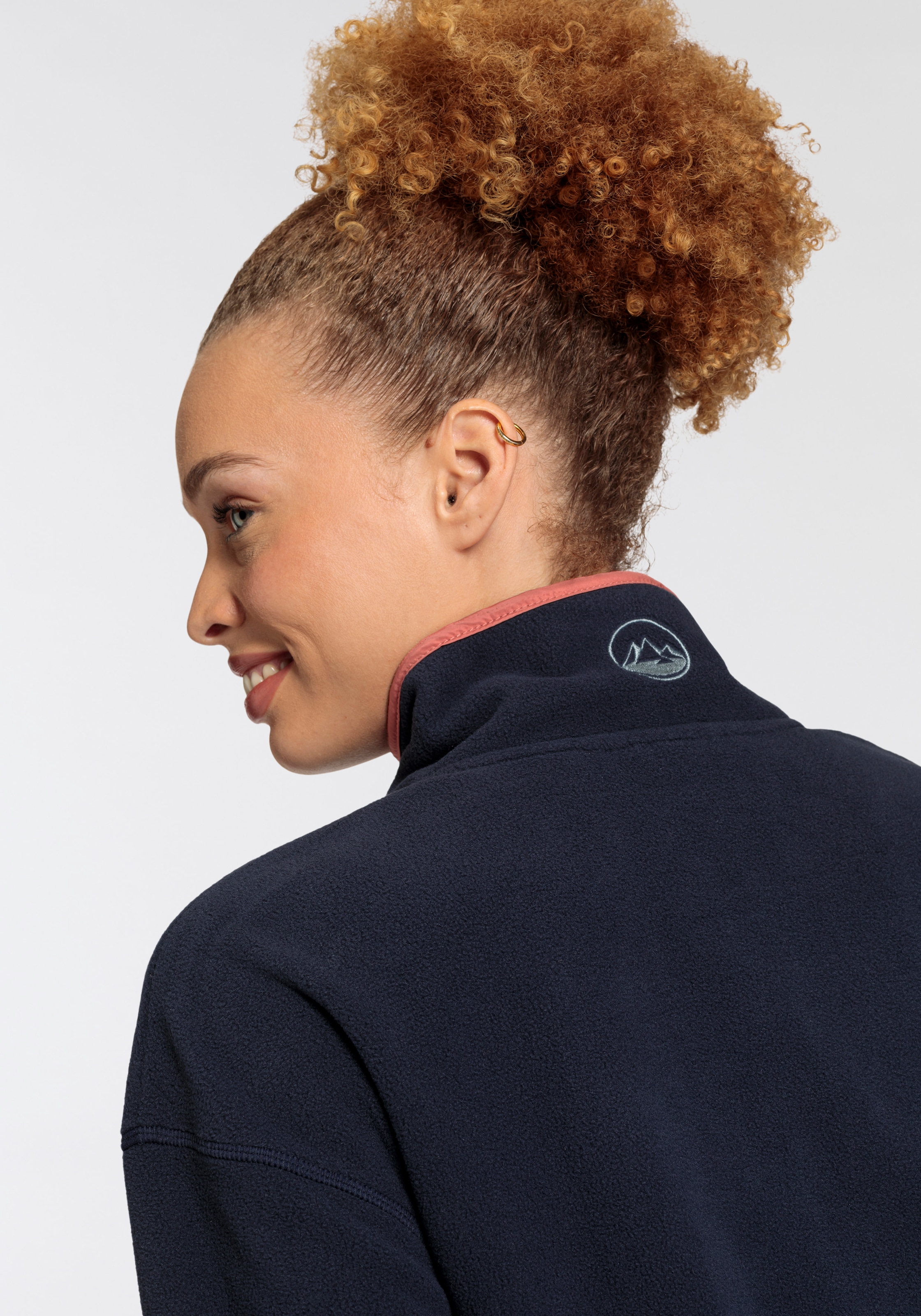 Polarino Fleecepullover, mit Colourblocking-Optik, mit Kängurutasche, aus Fleecestoff