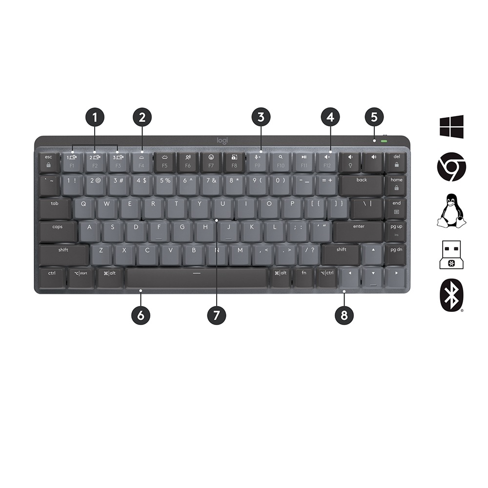 Logitech Gaming-Tastatur »MX Mini Minimalist Wireless Illuminated - US - TACTILE«, Arbeiten. Spielen. Kommunizieren.